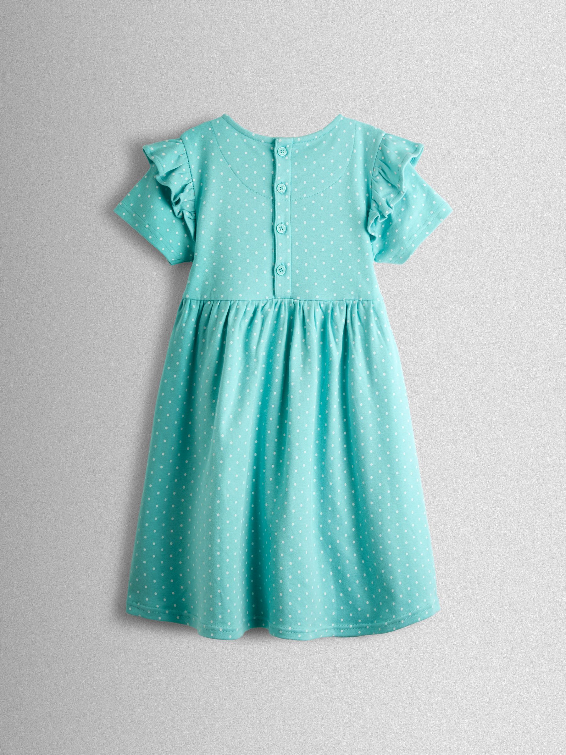 Duck Egg Blue Bunny Appliqué Frill Short Sleeve Dress - Image 2 of 3
