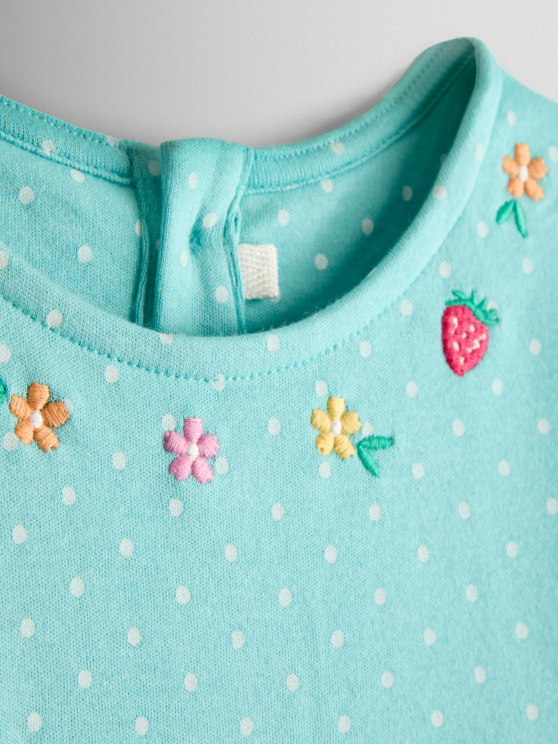 Duck Egg Blue Bunny Appliqué Frill Short Sleeve Dress - Image 3 of 3