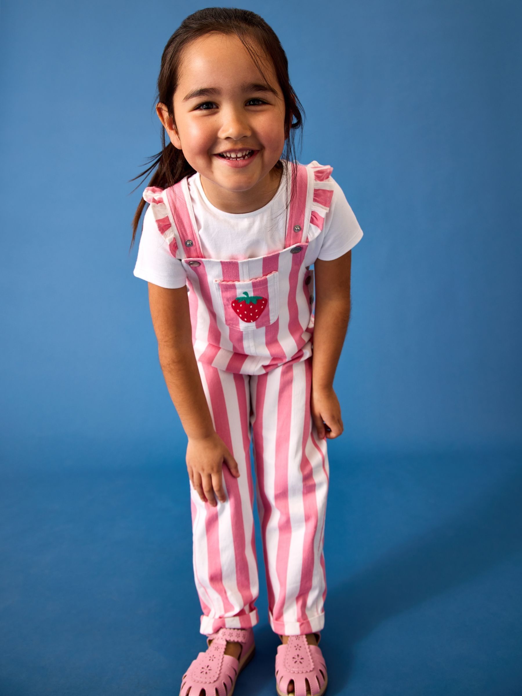 Pink Strawberry Appliqué Stripe Dungaree And T-Shirt Set - Image 2 of 3