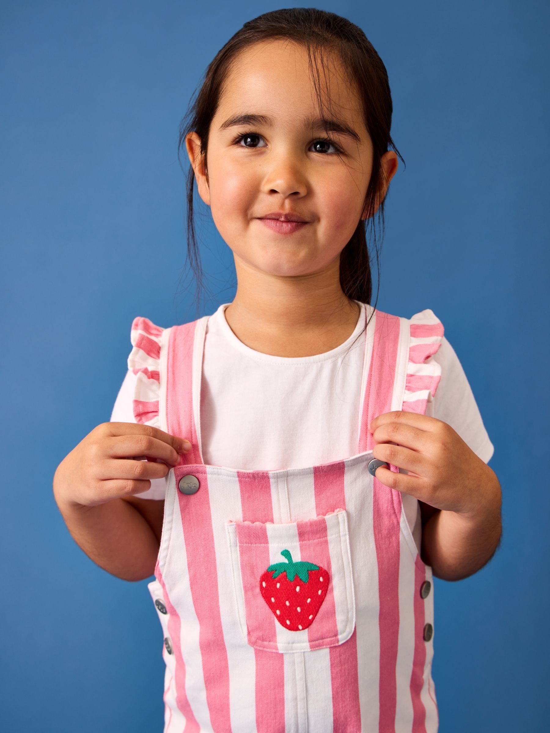 Pink Strawberry Appliqué Stripe Dungaree And T-Shirt Set - Image 3 of 3
