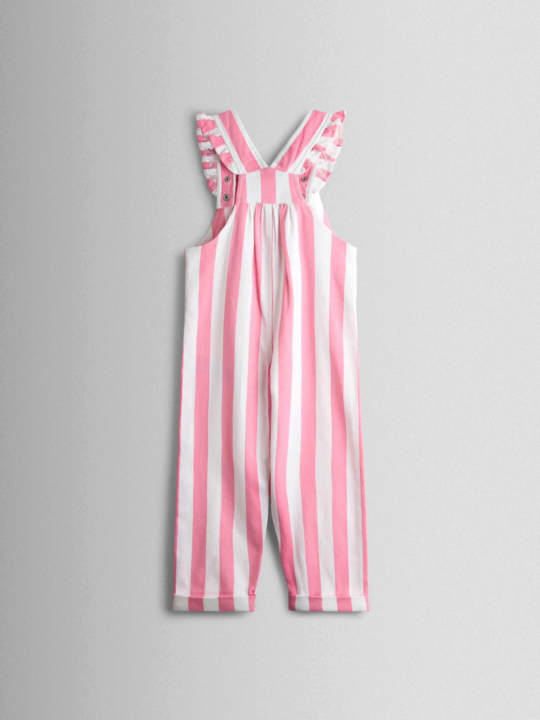 Pink Strawberry Appliqué Stripe Dungaree And T-Shirt Set - Image 4 of 7