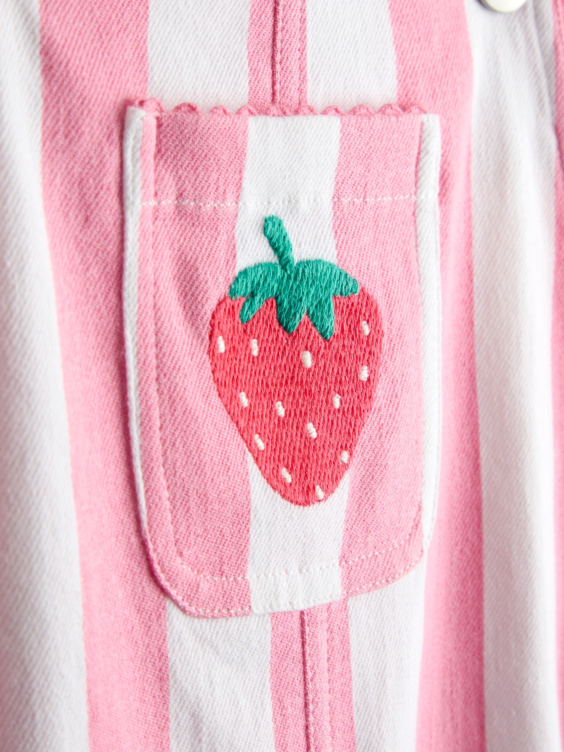 Pink Strawberry Appliqué Stripe Dungaree And T-Shirt Set - Image 7 of 7 Pink Strawberry Appliqué Stripe Dungaree And T-Shirt Set - Image 7 of 7