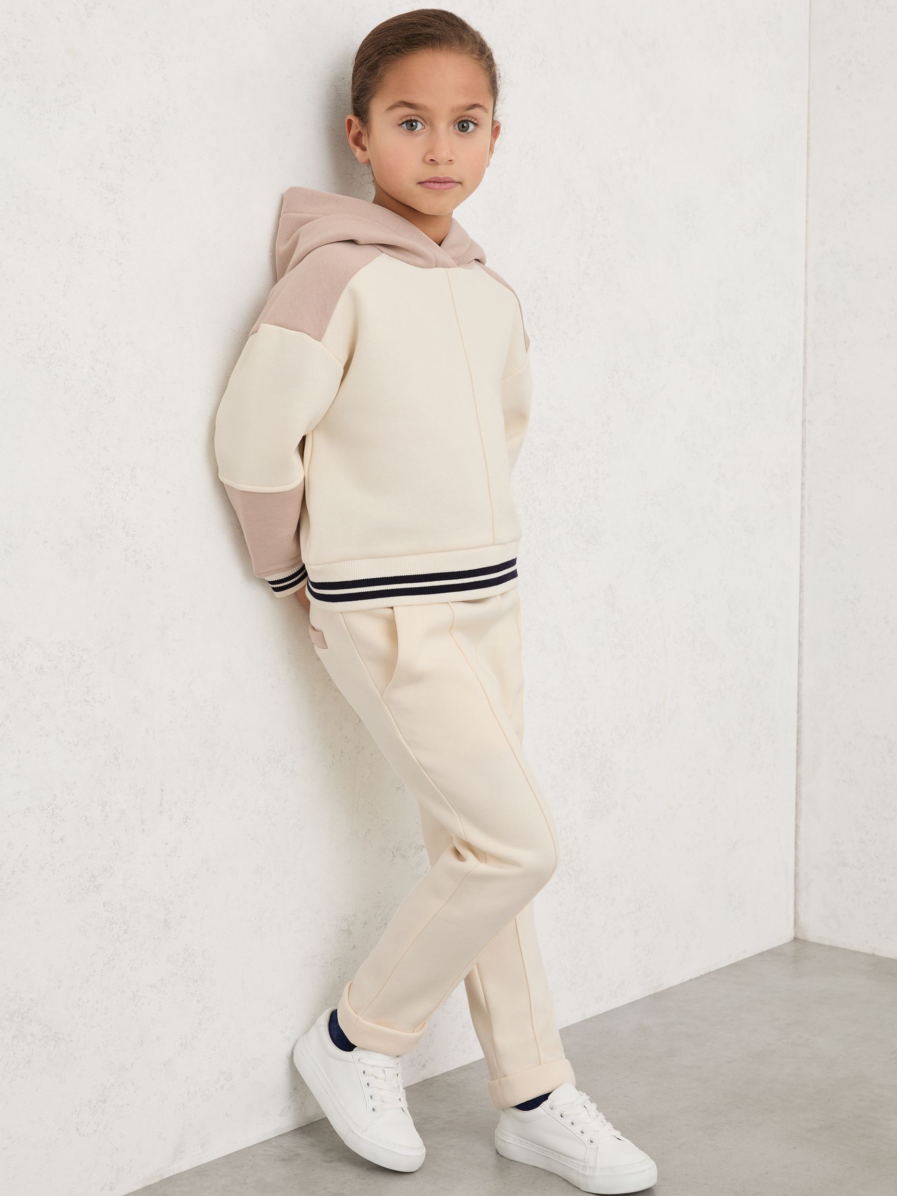 9-13 yrs Cotton-Blend Hoodie and Joggers Set in Neutral - Image 2 of 4
