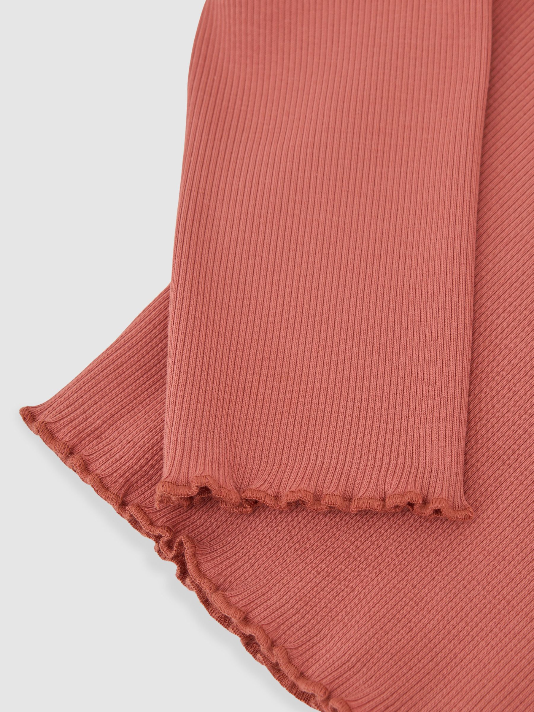 13-14 yrs Stretch-Cotton Lettuce-Trim Ribbed Top in Rose - Image 4 of 4