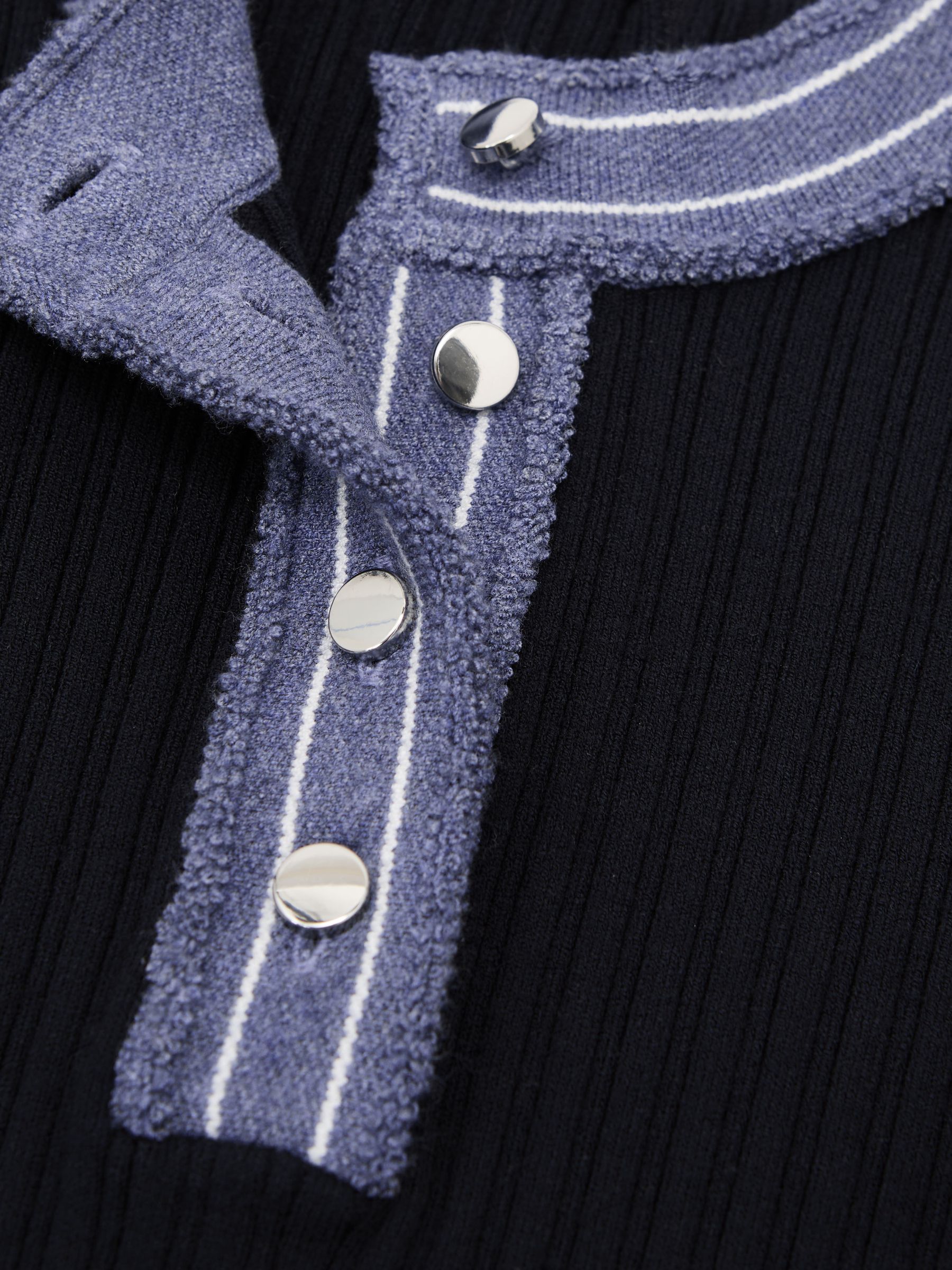 3-9 yrs Contrast-Trim Rib-Knit Skater Dress in Navy - Image 5 of 5