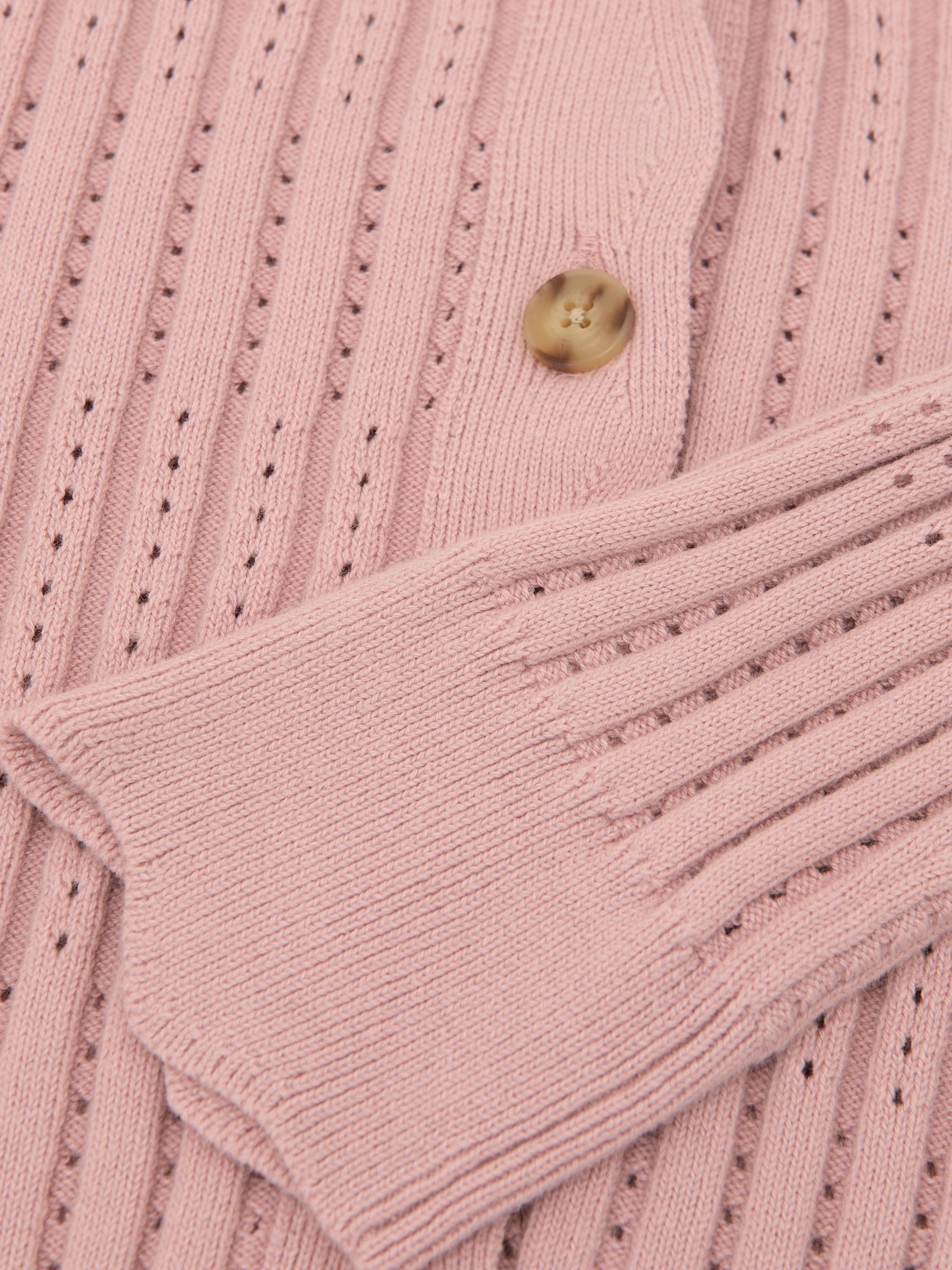 13-14 yrs Rib-Knit Pointelle Cardigan in Pink - Image 4 of 4