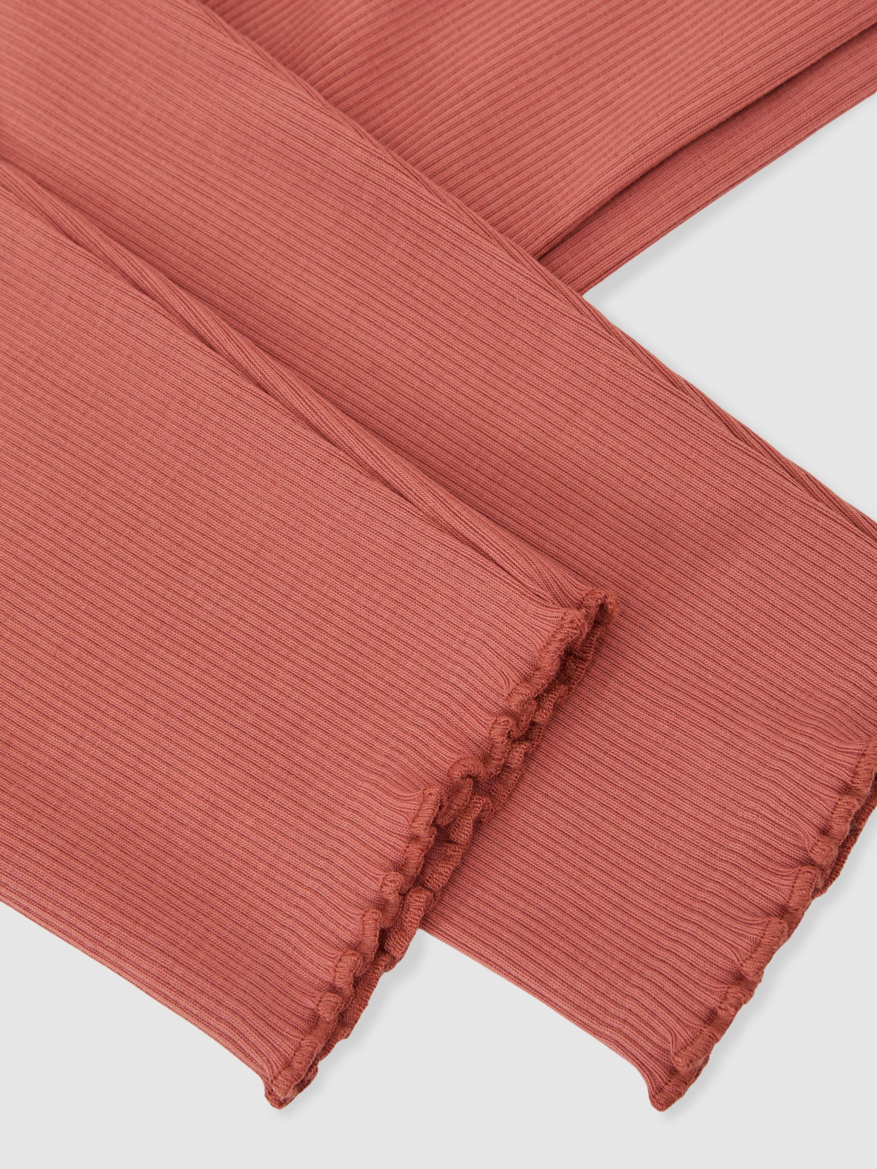 3-9 yrs Stretch-Cotton Lettuce-Trim Leggings in Rose - Image 5 of 5