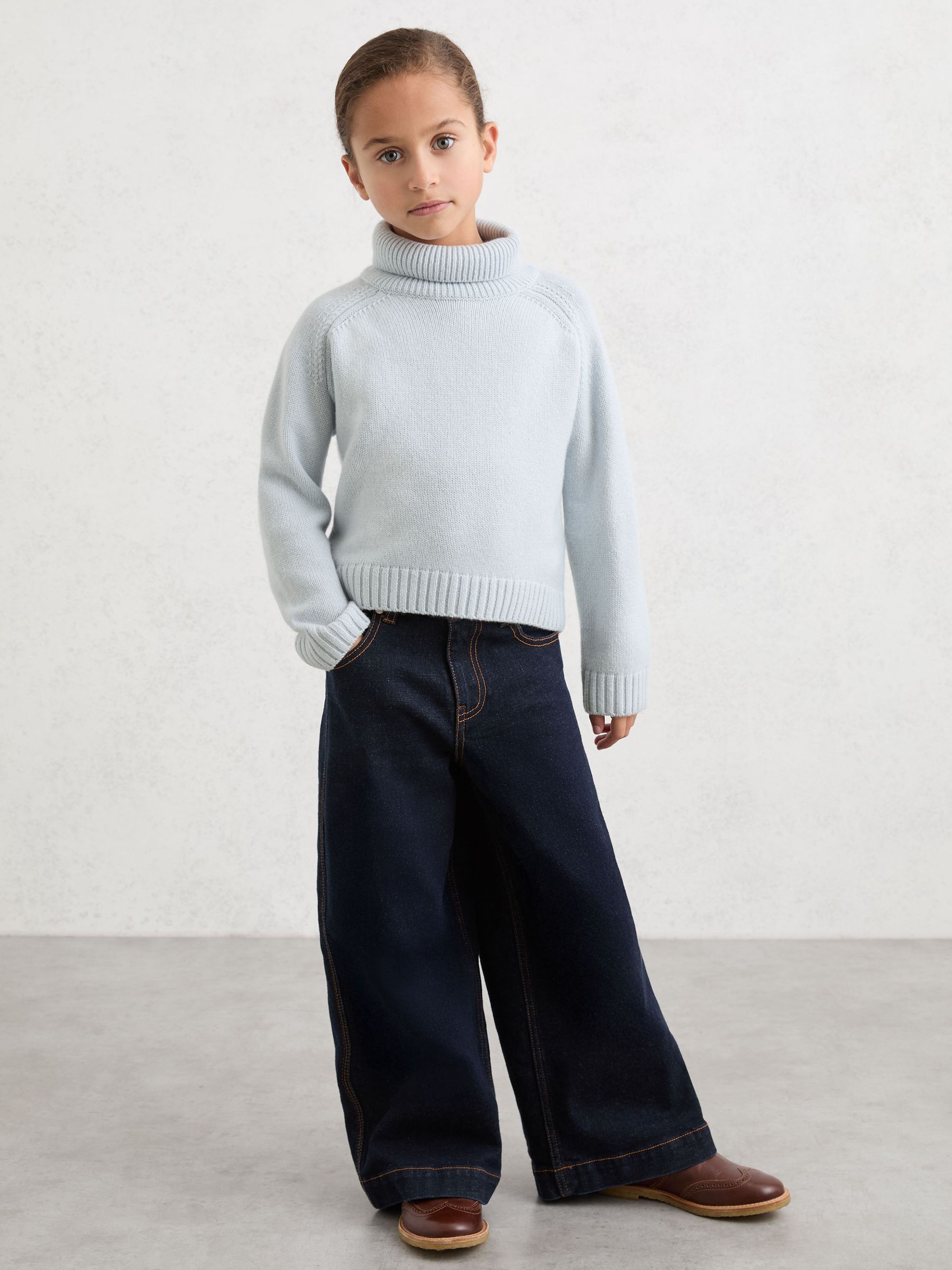 13-14 yrs Wool-Cashmere Roll-Neck Jumper in Pale Blue - Image 2 of 5