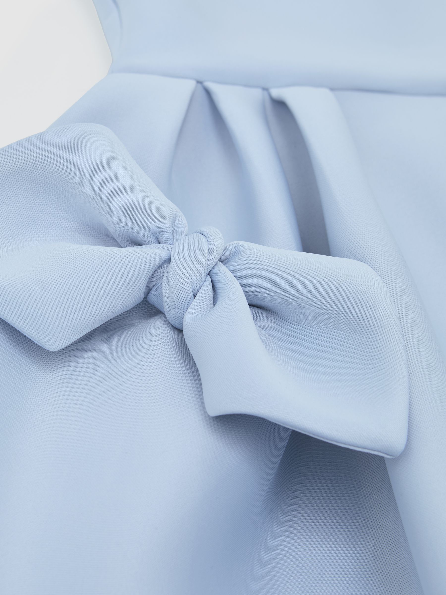 3-9 yrs Scuba Bow-Detail Flared Dress in Pale Blue - Image 5 of 5