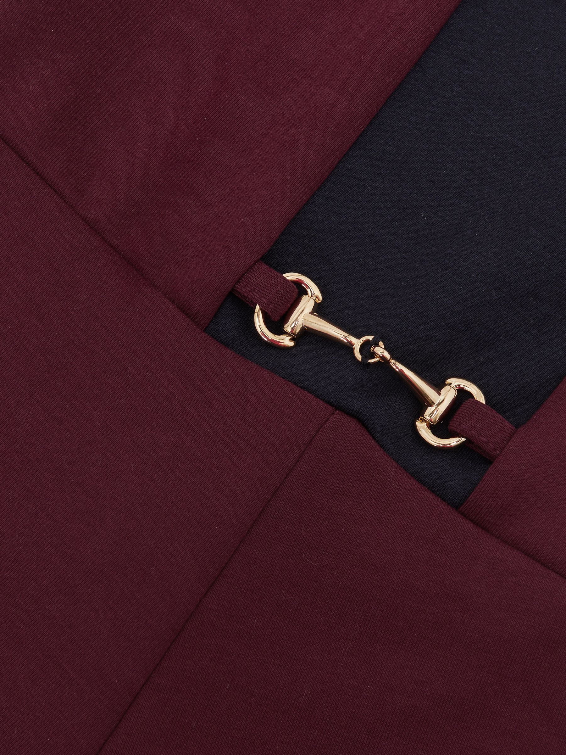 13-14 yrs Premium Interlock Colour-Block Button Dress in Burgundy - Image 4 of 4