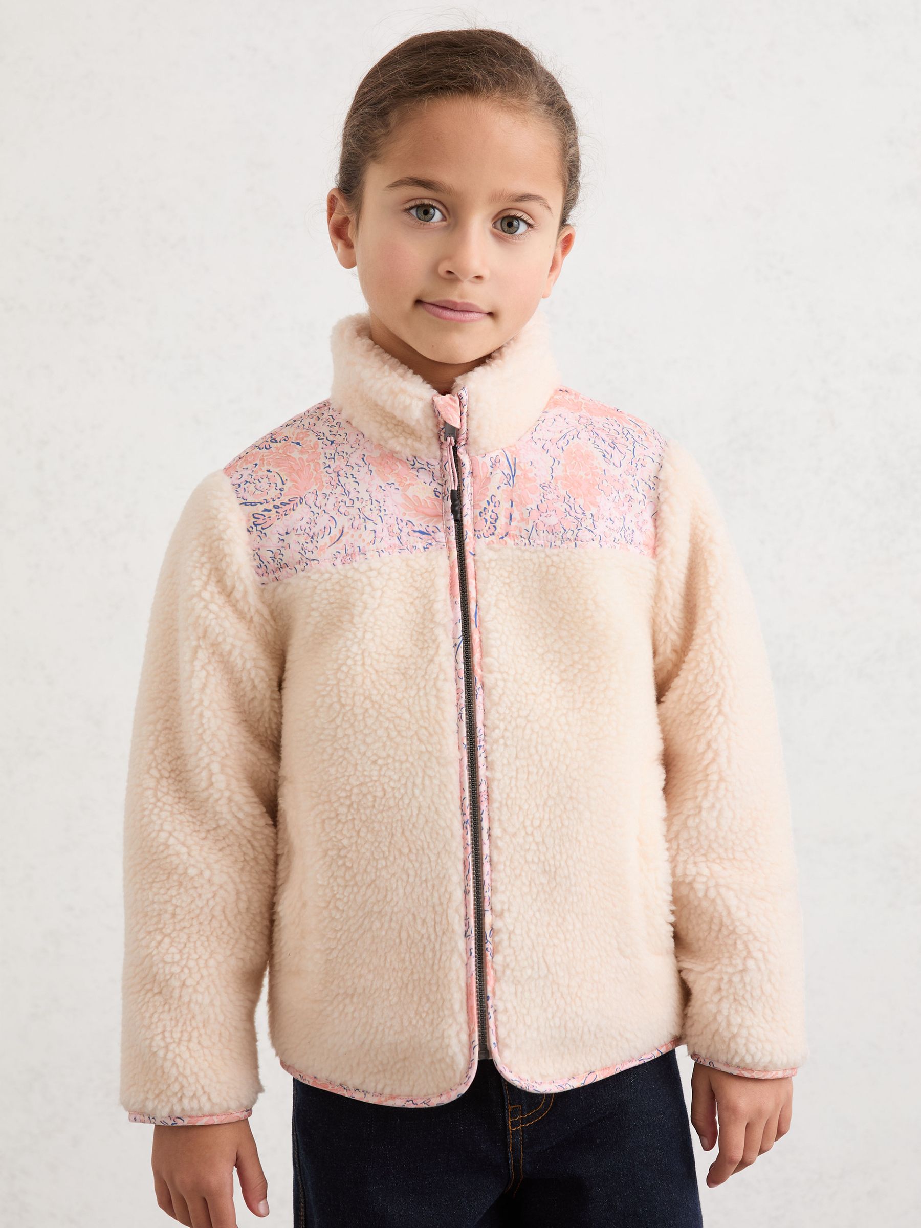 13-14 yrs Floral-Panel Fleece Jacket in Ivory - Εικόνα 2 από 5