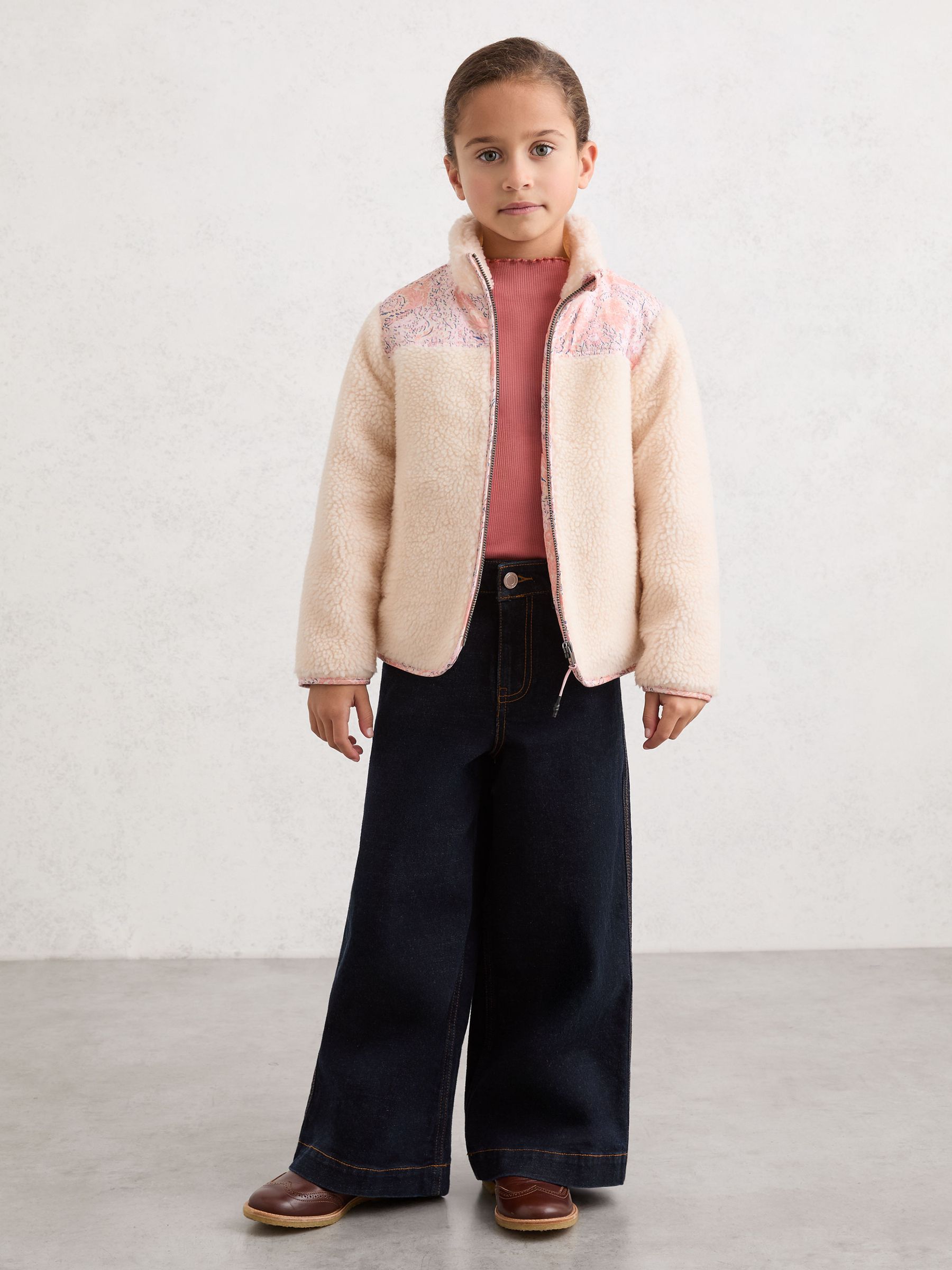 13-14 yrs Floral-Panel Fleece Jacket in Ivory - Εικόνα 3 από 5