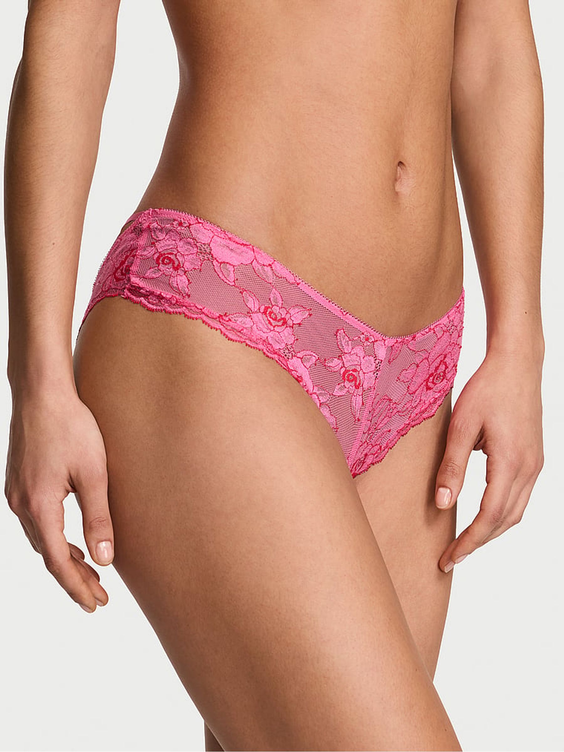 Rose Garden Pink Dye Cheeky Strappy Lace Knickers - Image 1 of 2 Rose Garden Pink Dye Cheeky Strappy Lace Knickers - Image 1 of 2