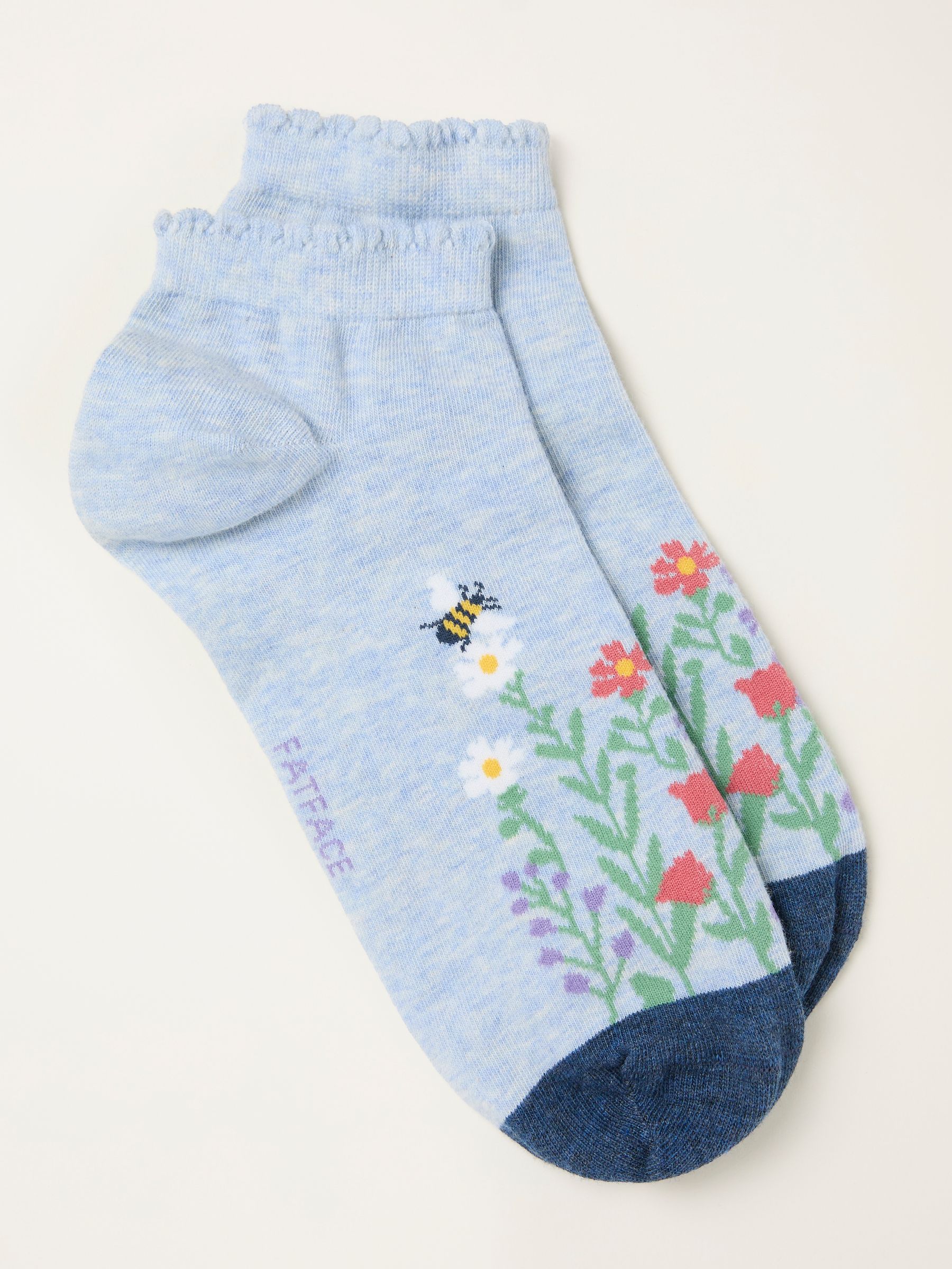 Light Blue Bee Trainer Socks - Image 1 of 2
