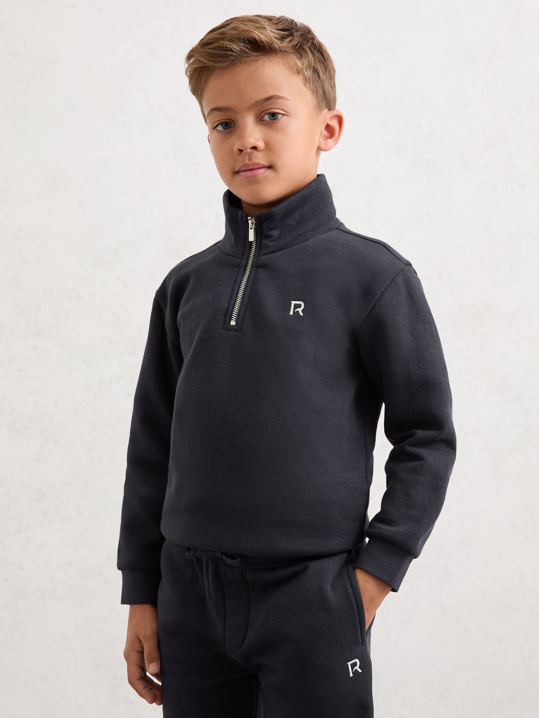 3-9 yrs Half-Zip Logo Tracksuit Set in Navy - Image 3 of 5