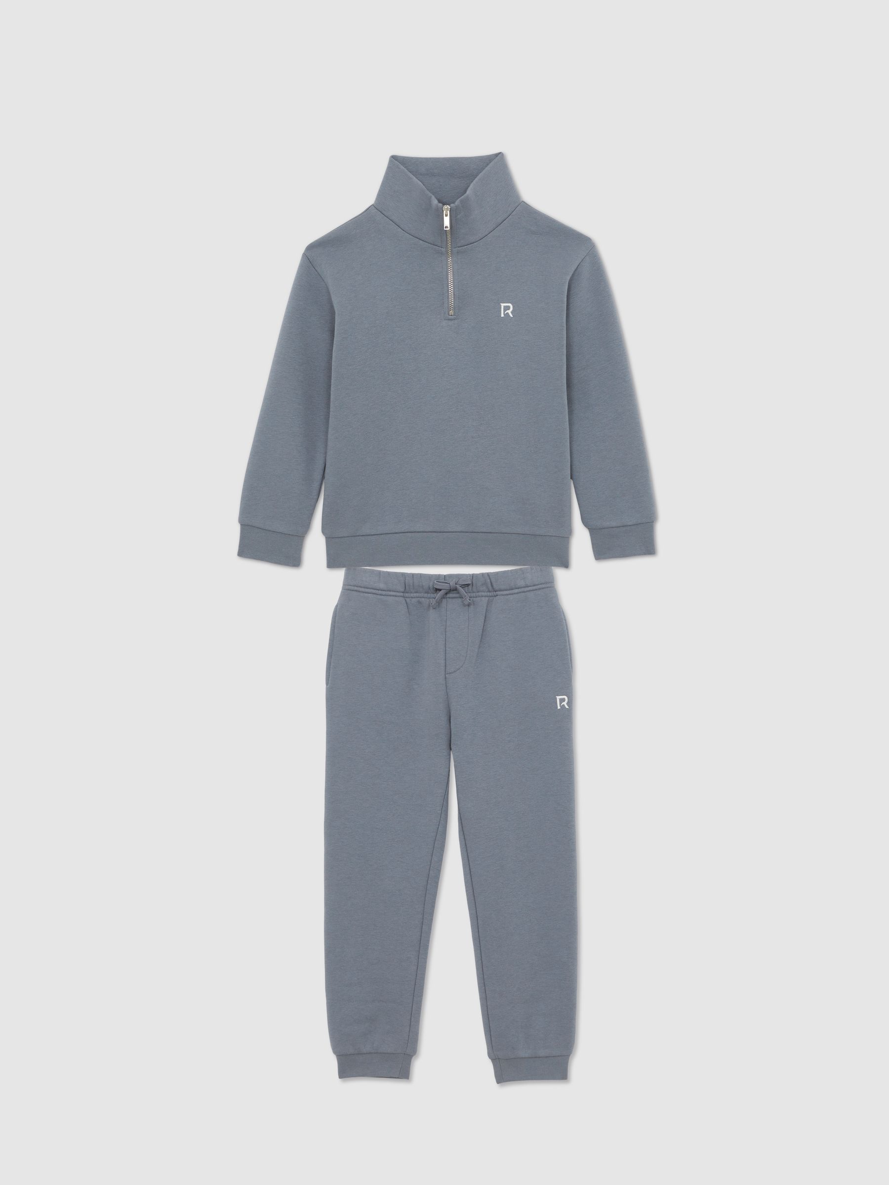 3-9 yrs Half-Zip Logo Tracksuit Set in Airforce Blue - Image 2 of 4