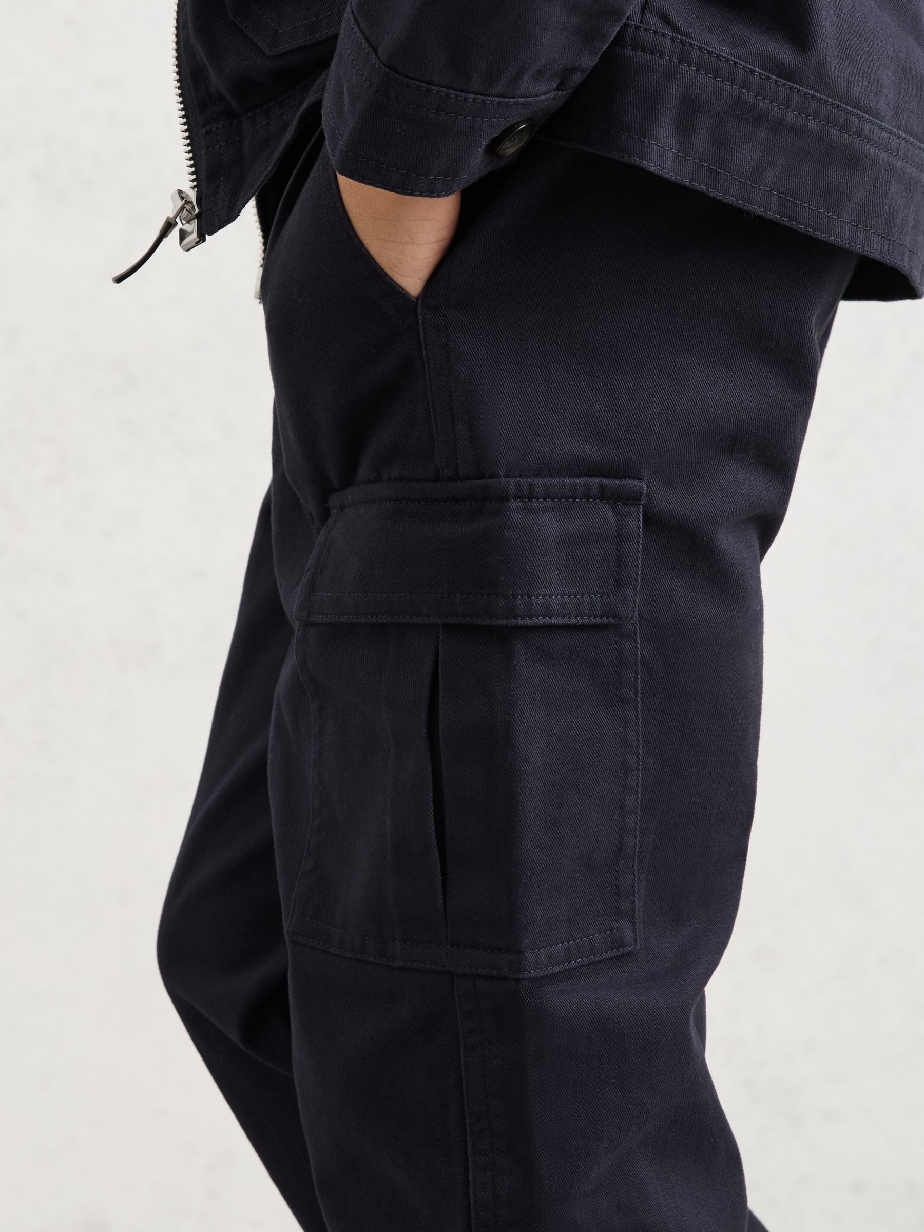 13-14 yrs Cotton Wide-Leg Cargo Trousers in Navy - Image 5 of 6