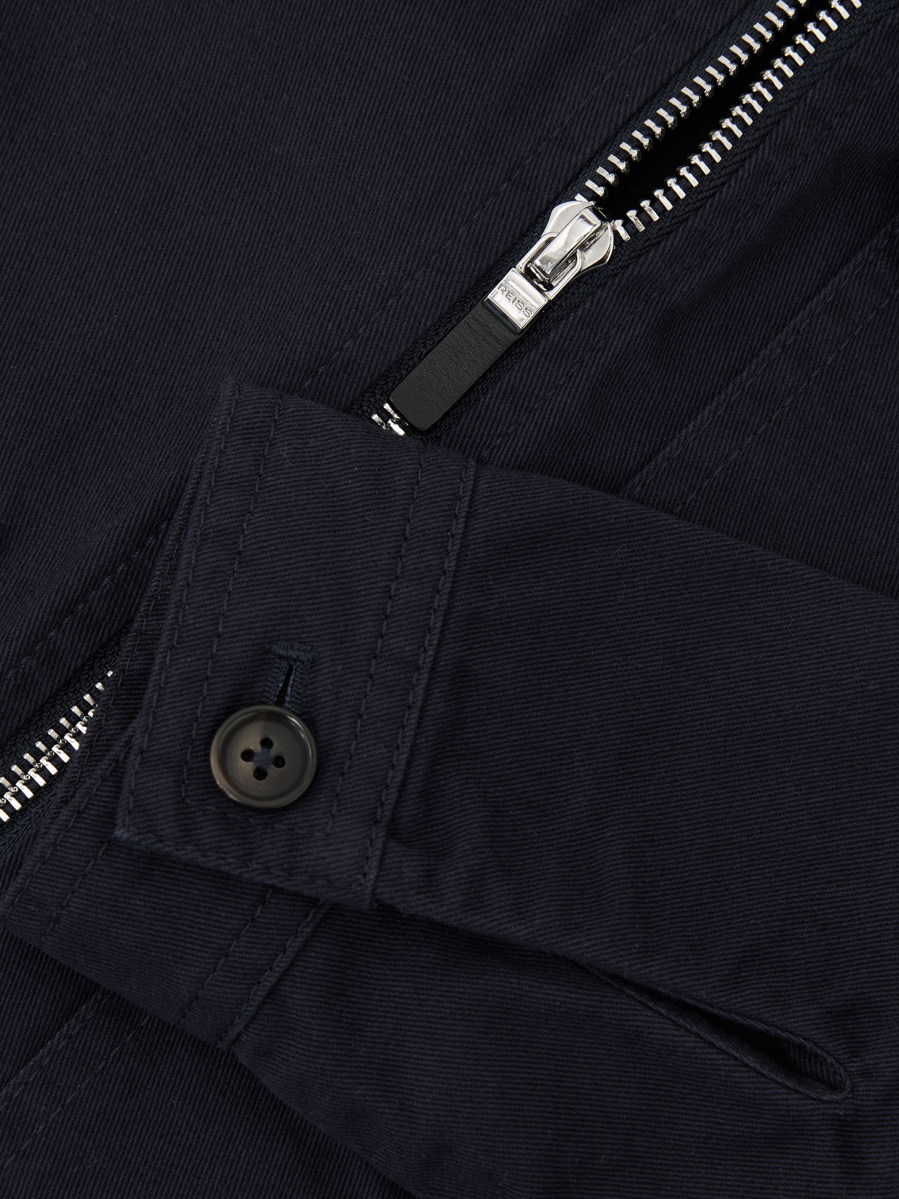 Cotton Zip-Through Utility Jacket in Navy - Image 5 of 5