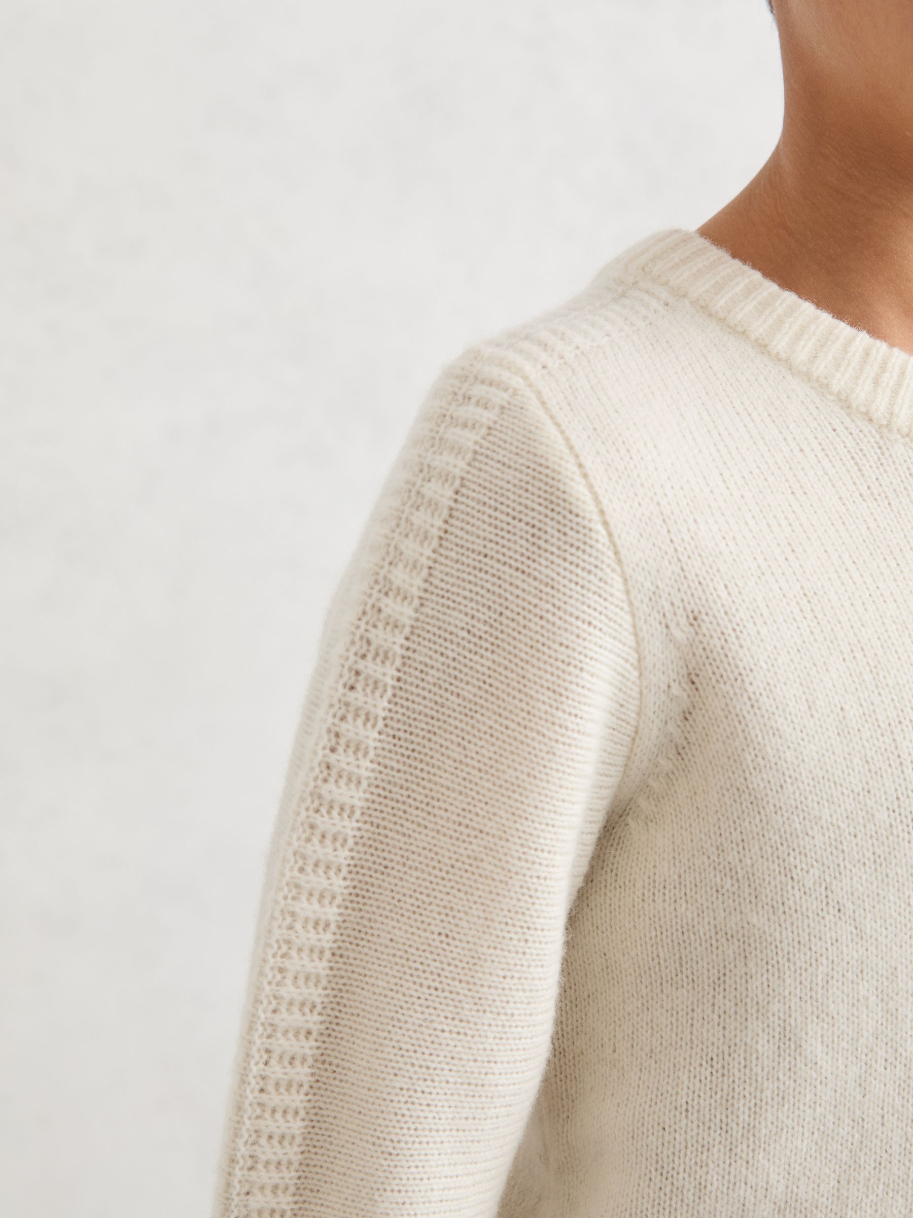 Merino Wool-Blend Rib-Detail Jumper in Snow - Image 5 of 6