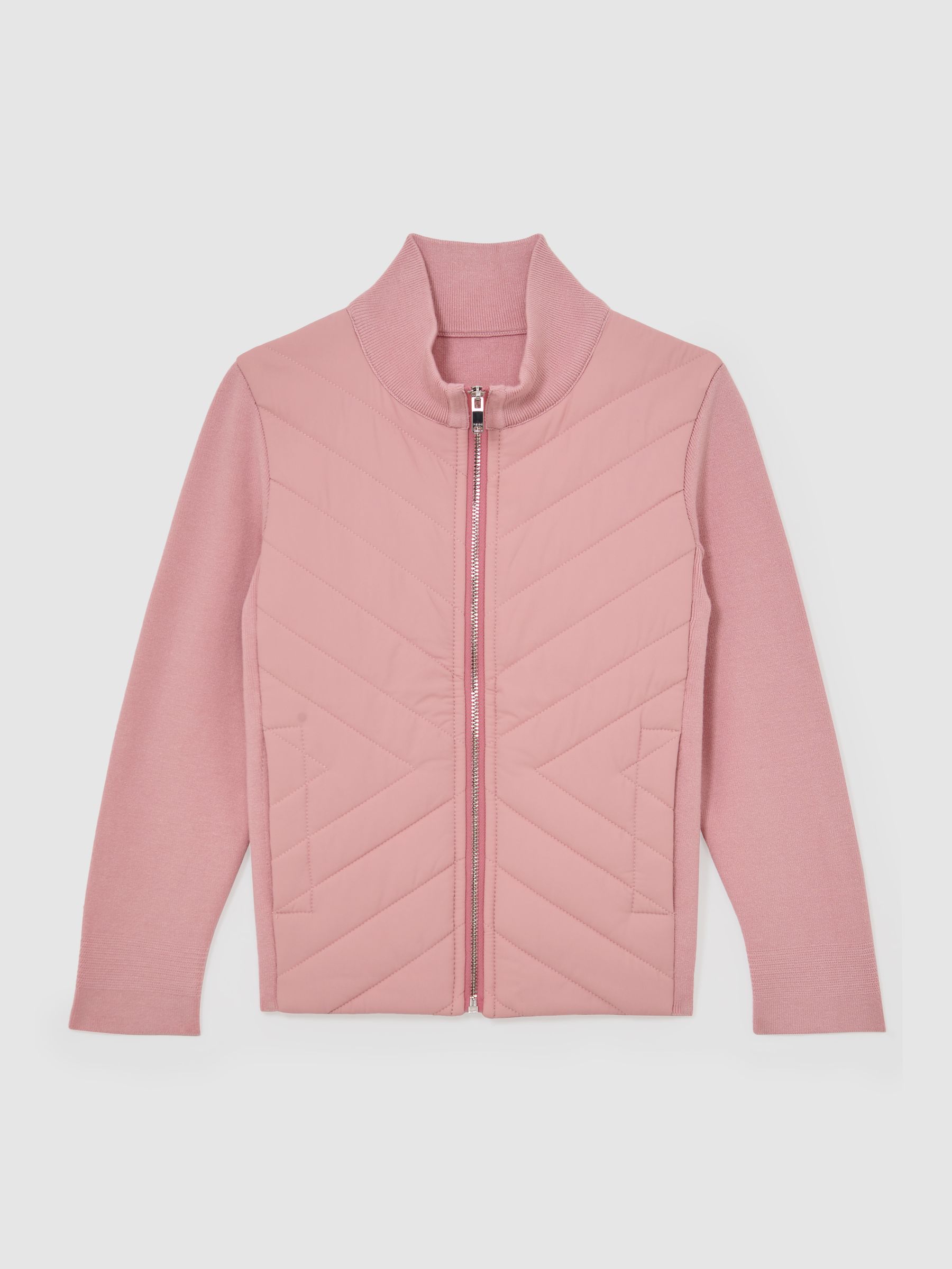 9-13 yrs Hybrid Quilted Knit Jacket in Pink - Image 2 of 5