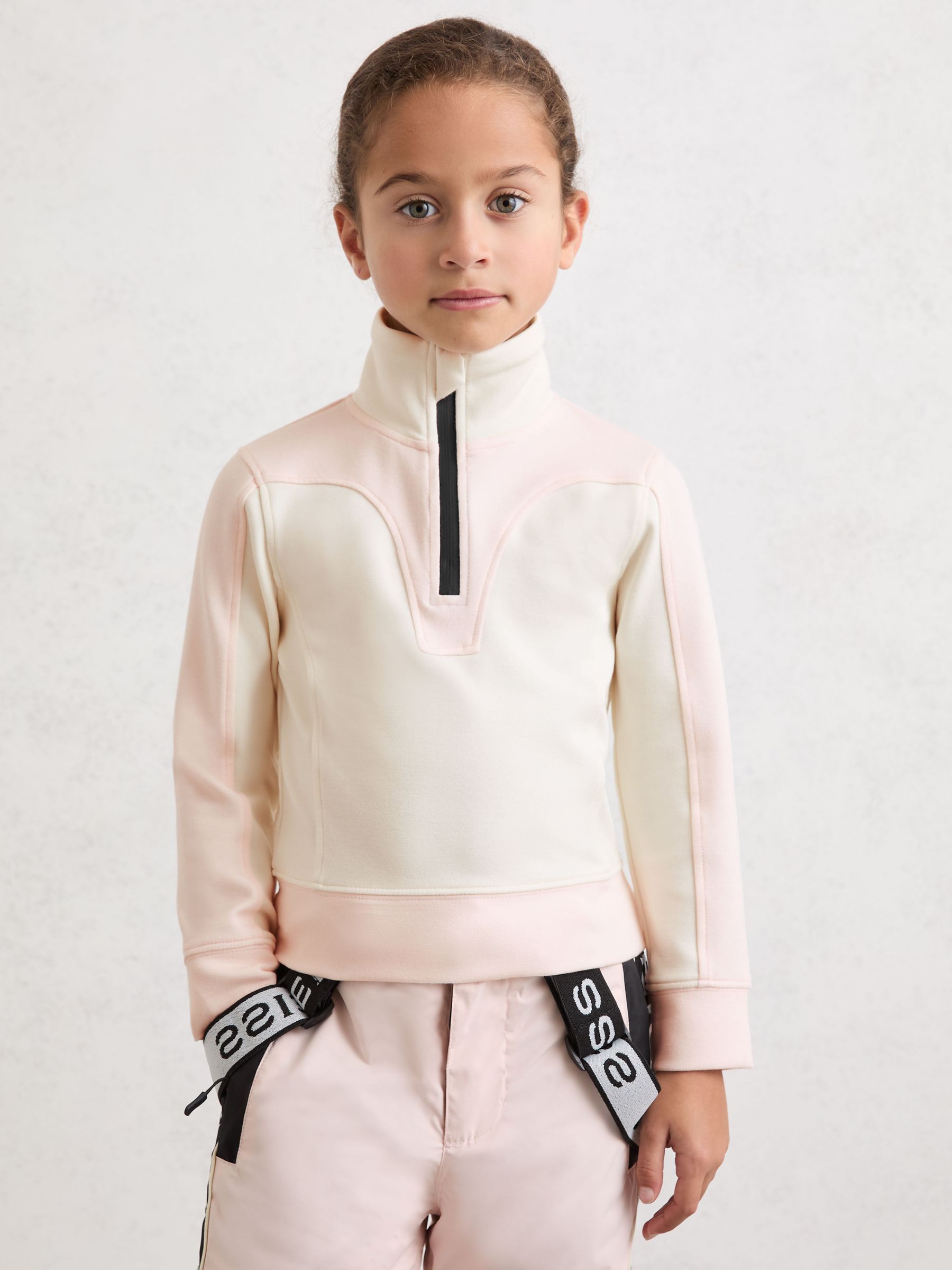 13-14 yrs Colour-Block Half-Zip Base Layer Top in Neutral - Image 2 of 6