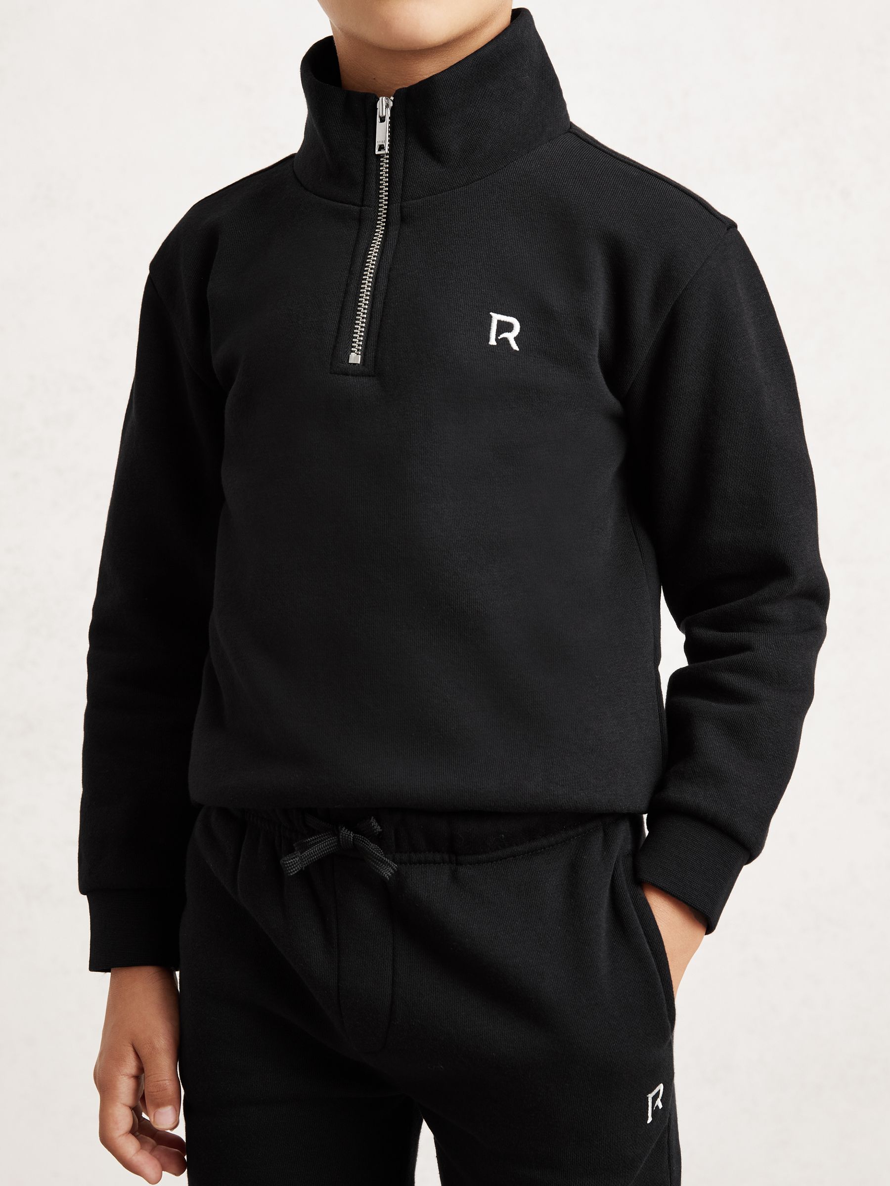 9-13 yrs Half-Zip Logo Tracksuit Set in Black - Image 1 of 4