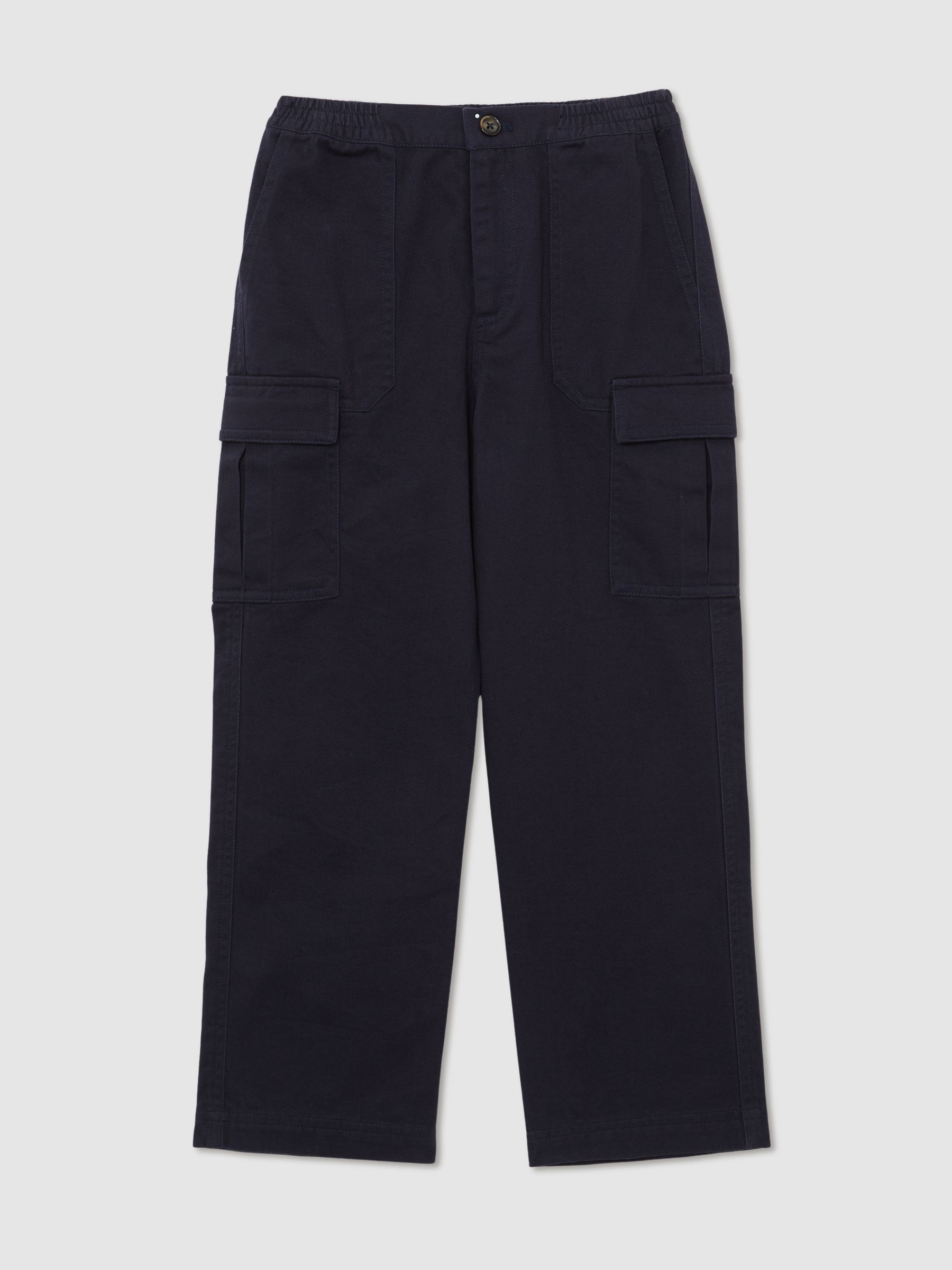 Cotton Wide-Leg Cargo Trousers in Navy - Image 2 of 6