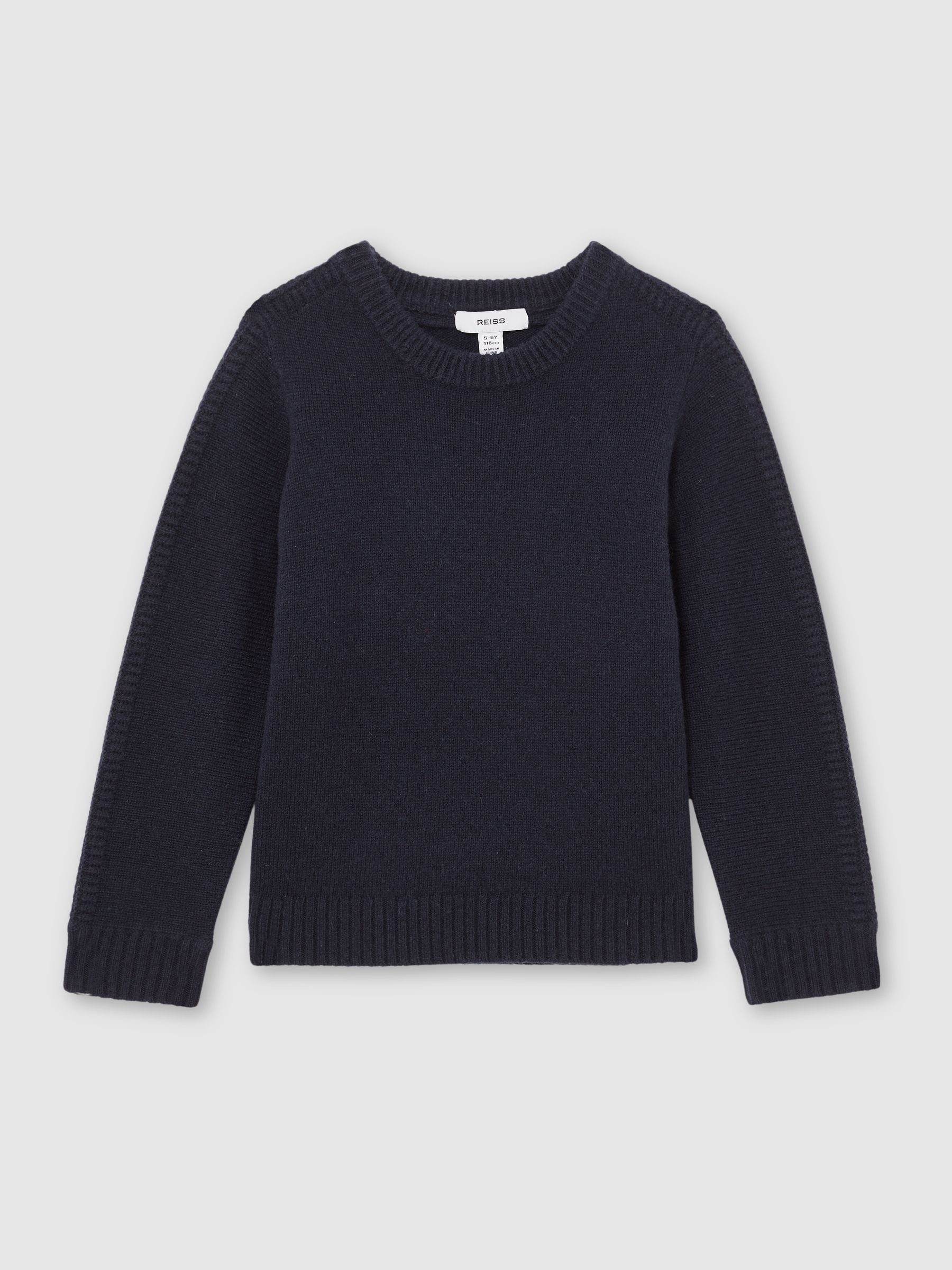 Merino Wool-Blend Rib-Detail Jumper in Navy - Image 2 of 5