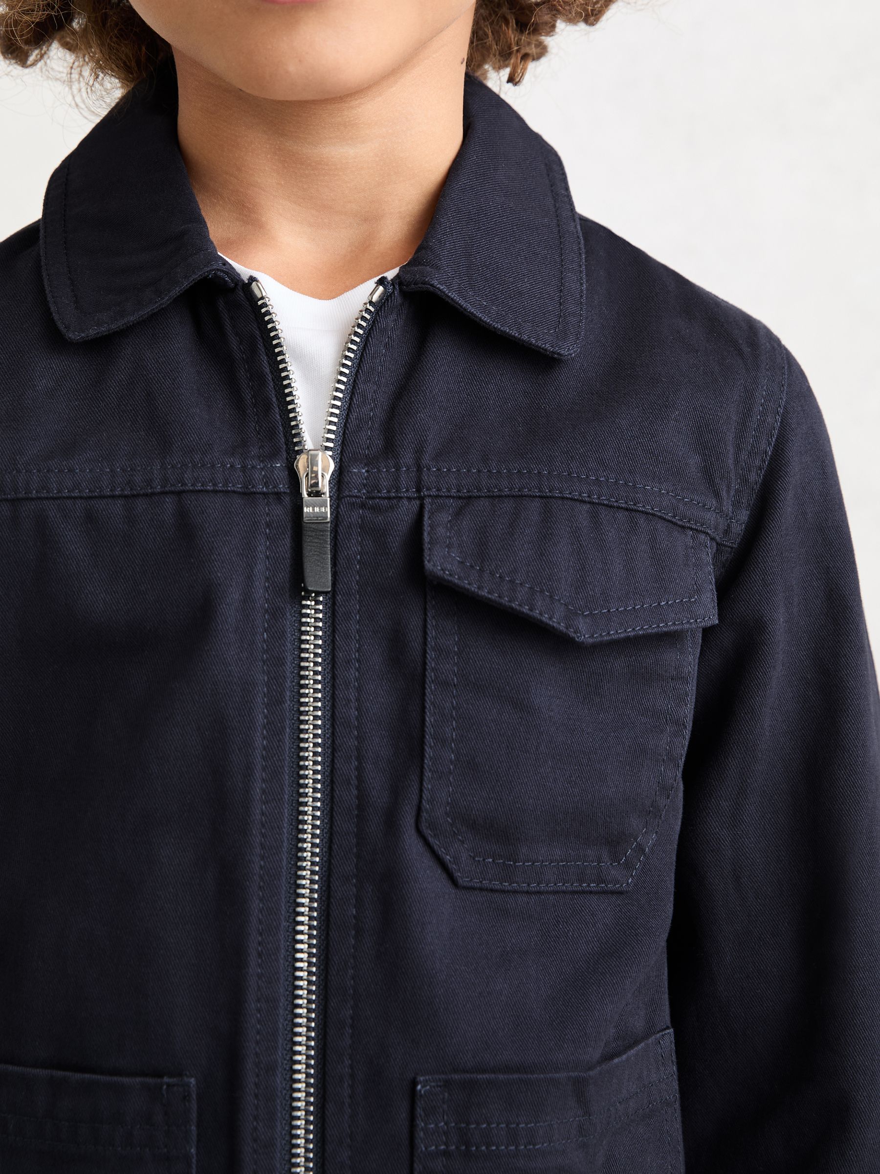 13-14 yrs Cotton Zip-Through Utility Jacket in Navy - Image 4 of 5