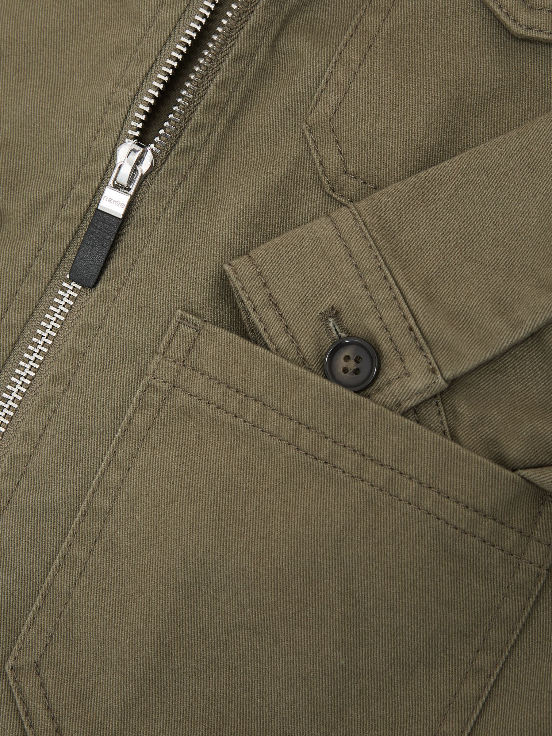 13-14 yrs Cotton Zip-Through Utility Jacket in Khaki - Image 5 of 5