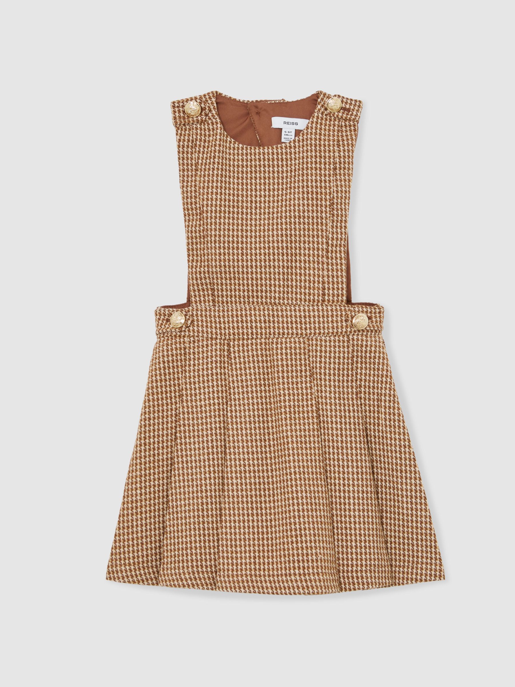 13-14 yrs Puppytooth-Check Pinafore Dress in Brown - Image 1 of 6 13-14 yrs Puppytooth-Check Pinafore Dress in Brown - Image 1 of 6