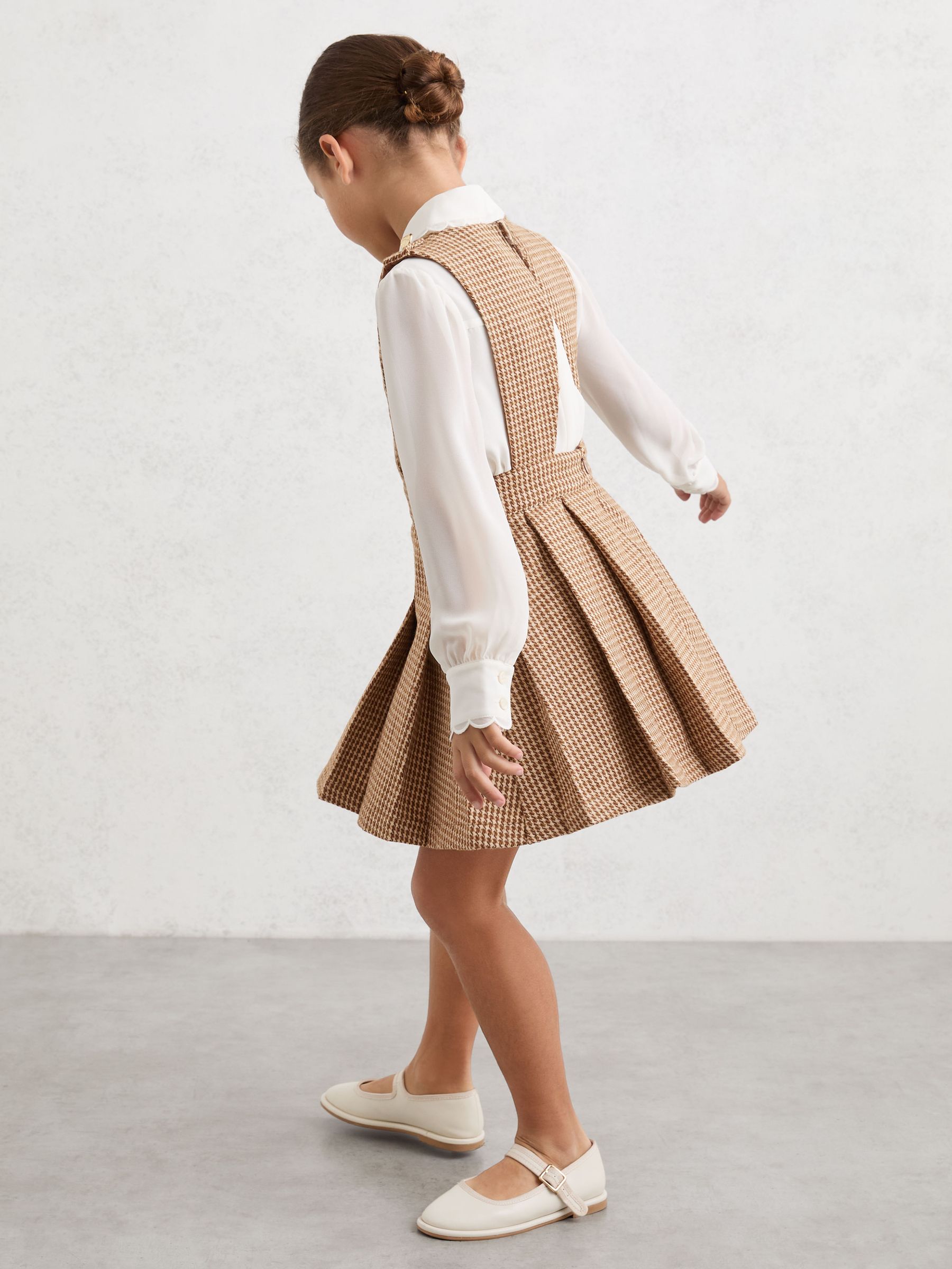 13-14 yrs Puppytooth-Check Pinafore Dress in Brown - Image 3 of 6