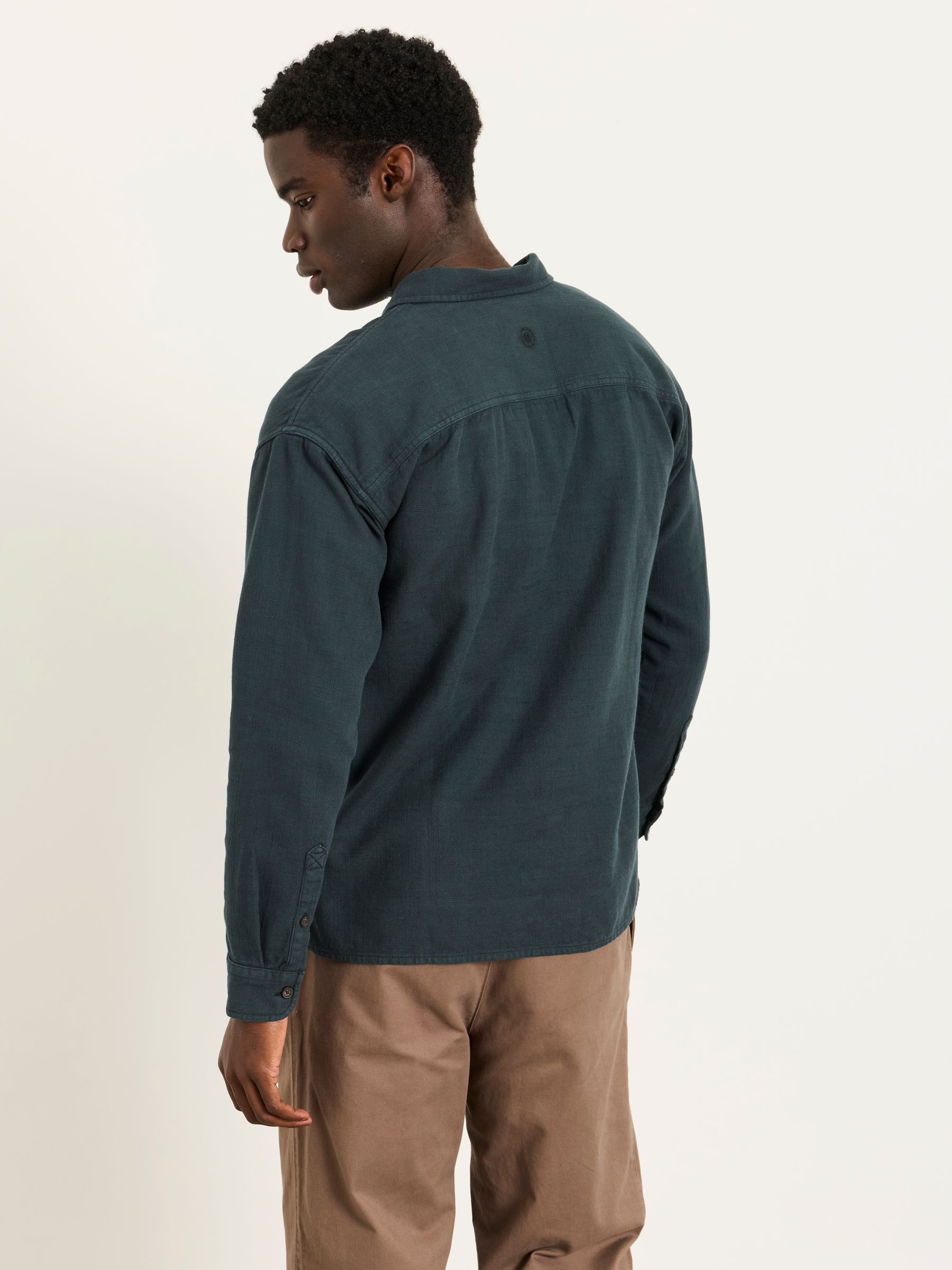 Salcombe Relaxed Fit Dark Green Long Sleeve Garment Dye Shirt - Image 2 of 6