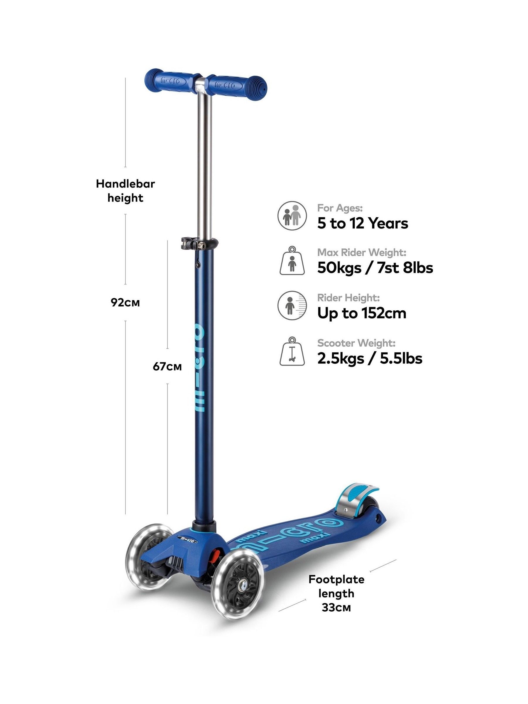 Navy LED Maxi Deluxe Scooter - Image 3 of 5
