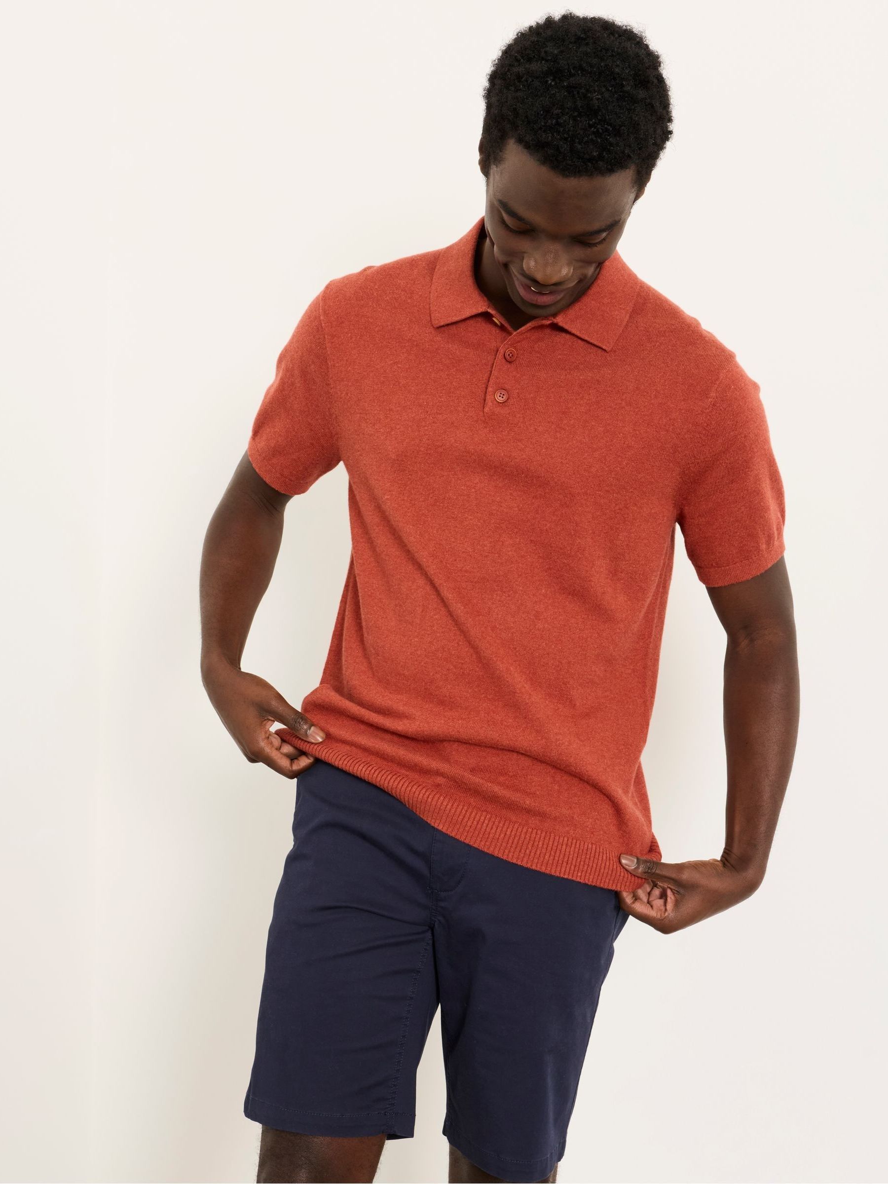 Rye Burnt Orange Knitted Polo Shirt - Image 1 of 4