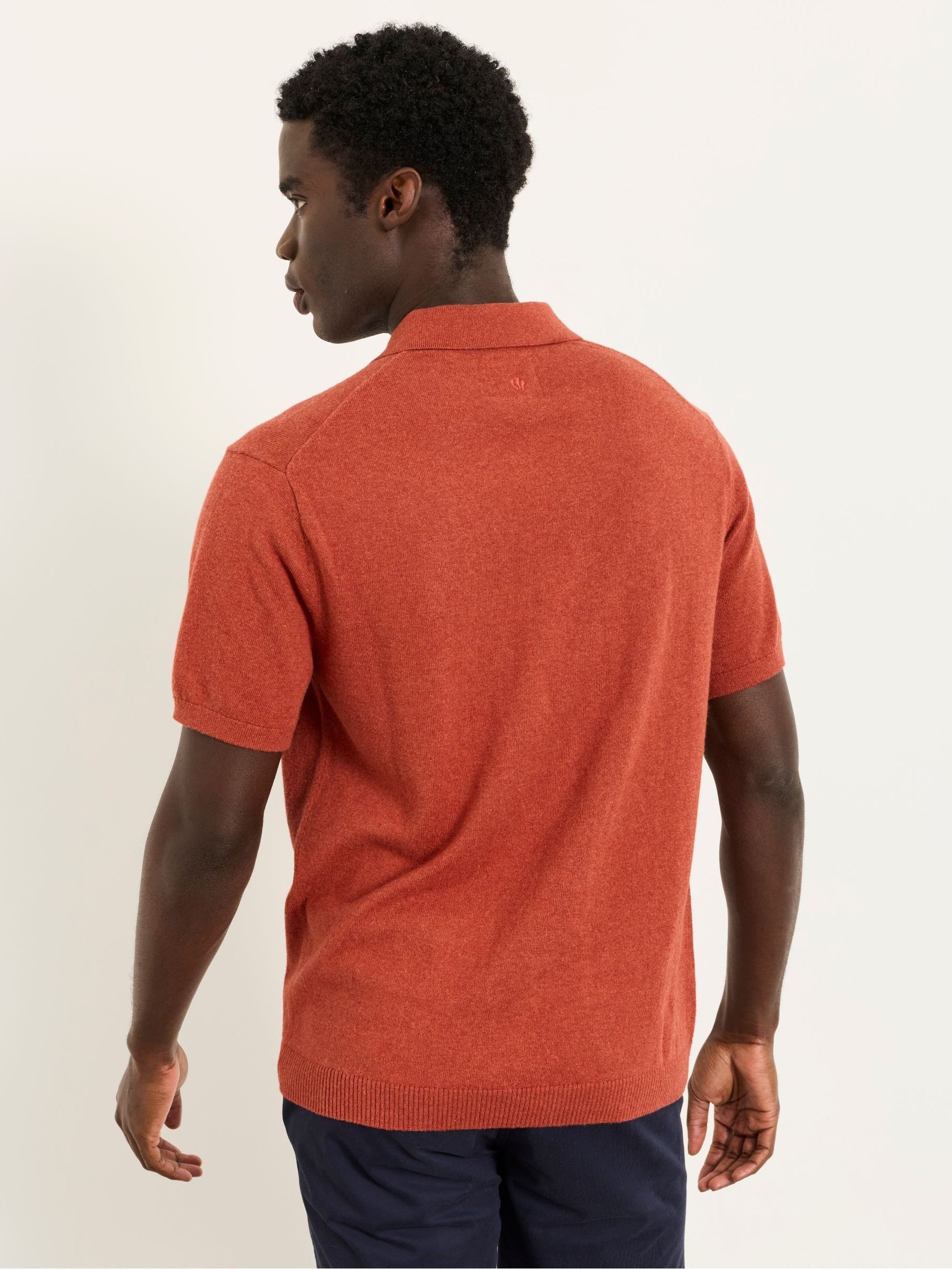 Rye Burnt Orange Knitted Polo Shirt - Image 2 of 4