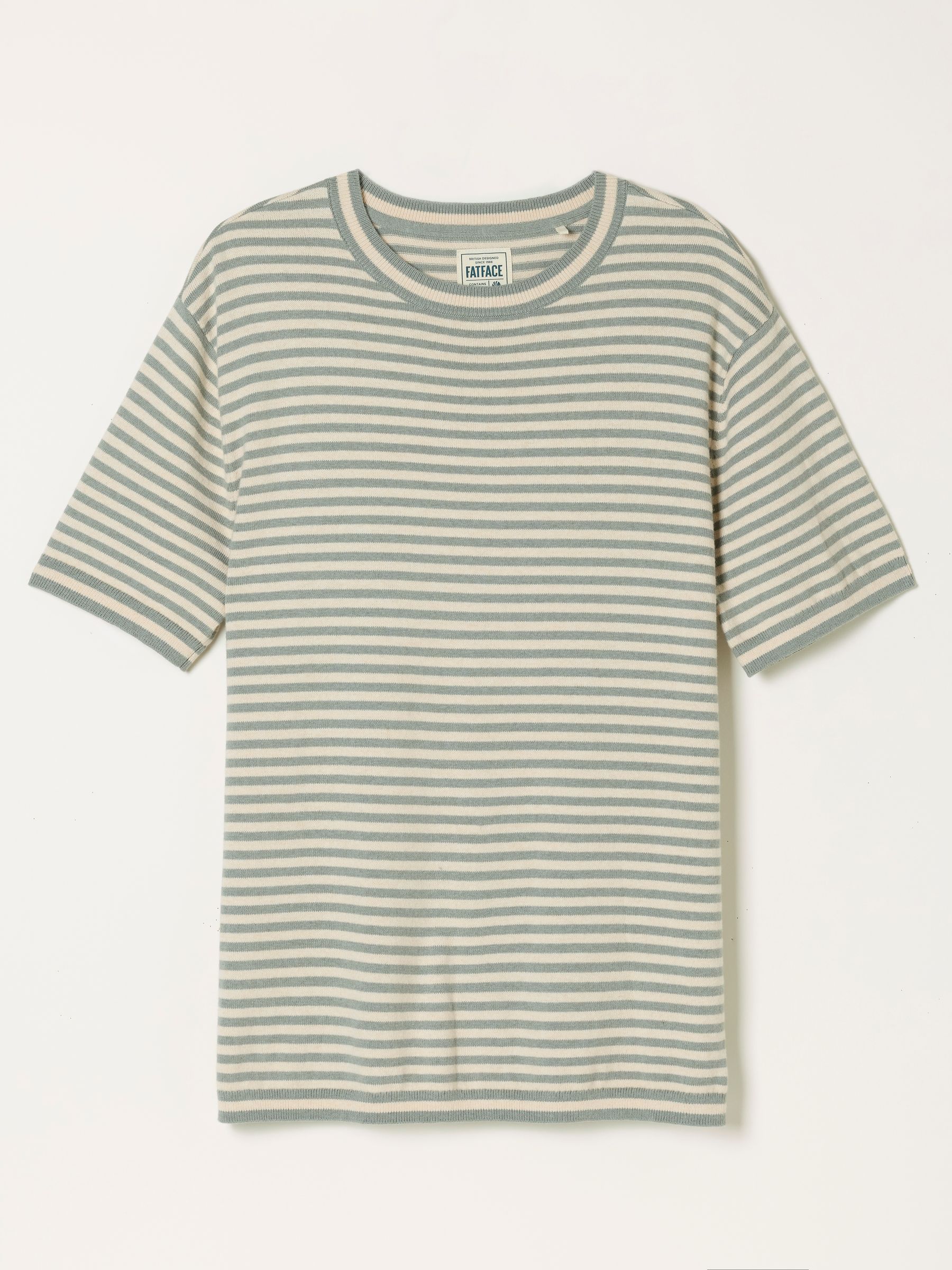 Rye Dusky Green Stripe Knitted T Shirt - Image 7 of 7 Rye Dusky Green Stripe Knitted T Shirt - Image 7 of 7