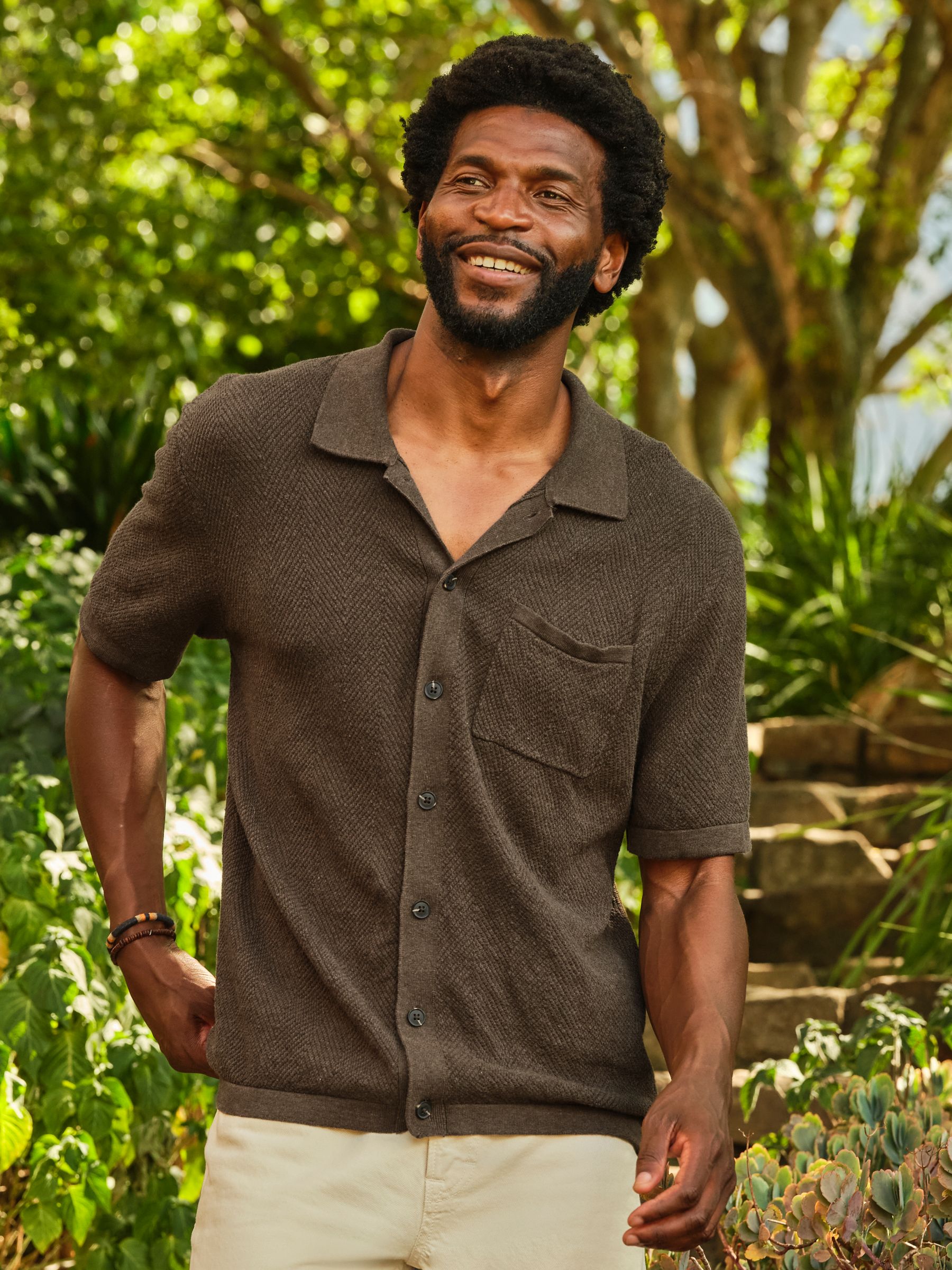 Portloe Khaki Green Knitted Shirt - Image 1 of 7