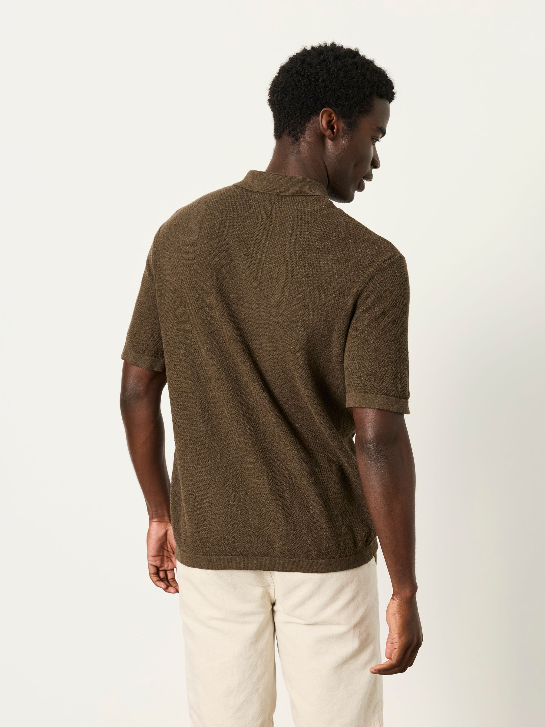 Portloe Khaki Green Knitted Shirt - Image 3 of 7