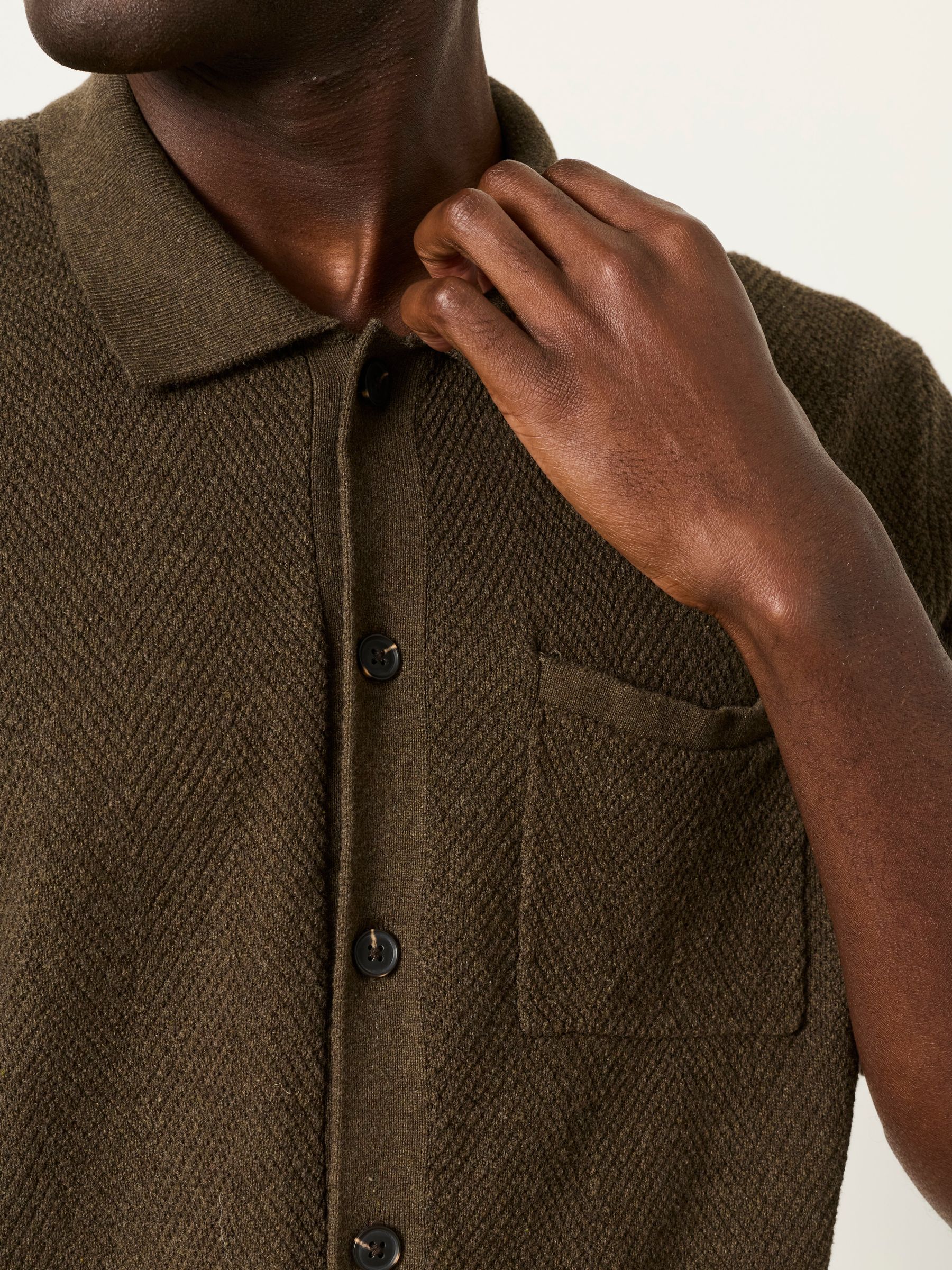 Portloe Khaki Green Knitted Shirt - Image 5 of 7