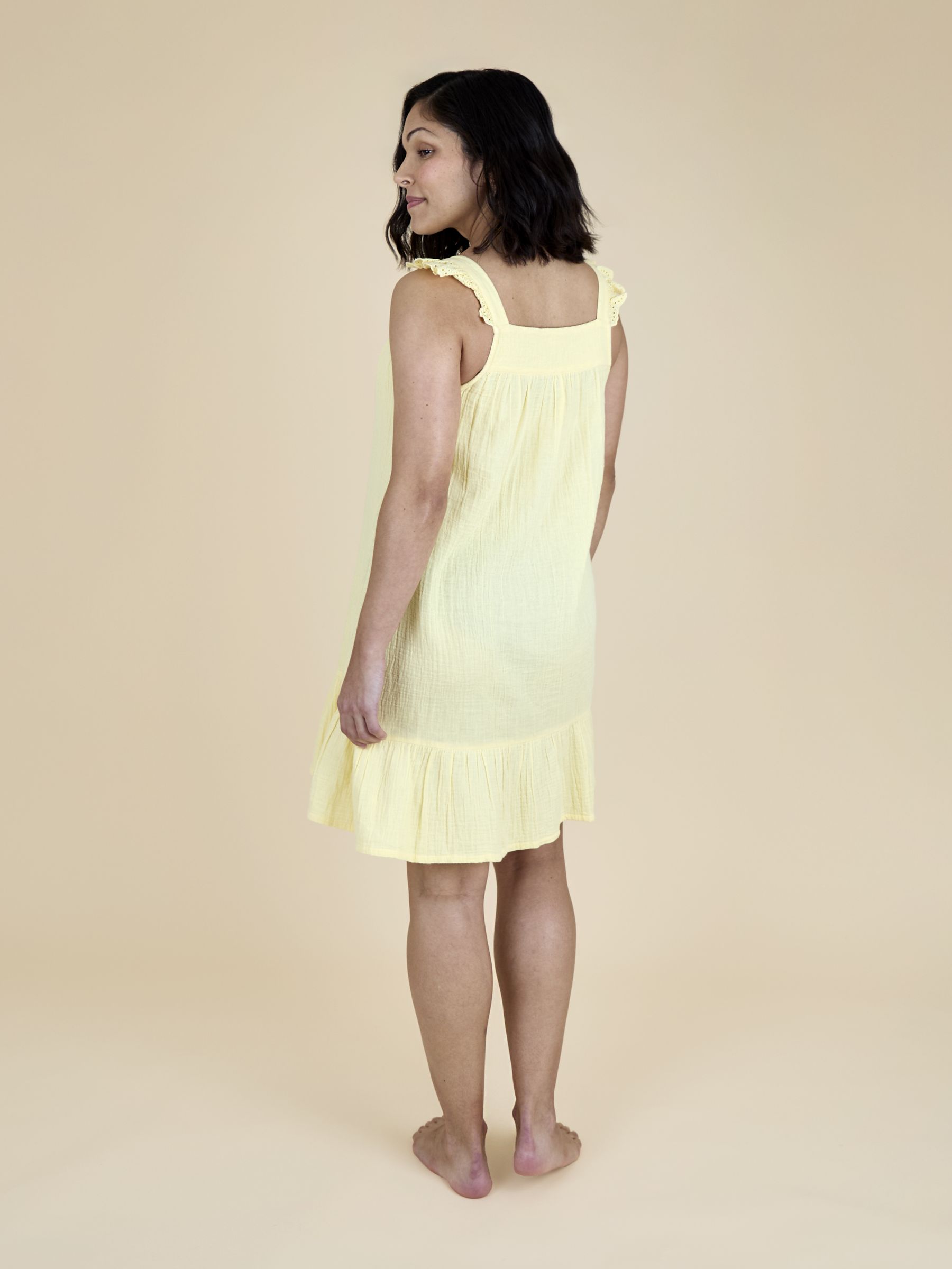 Light Yellow Frill Sleeve Maternity Nightdress - Image 3 of 5