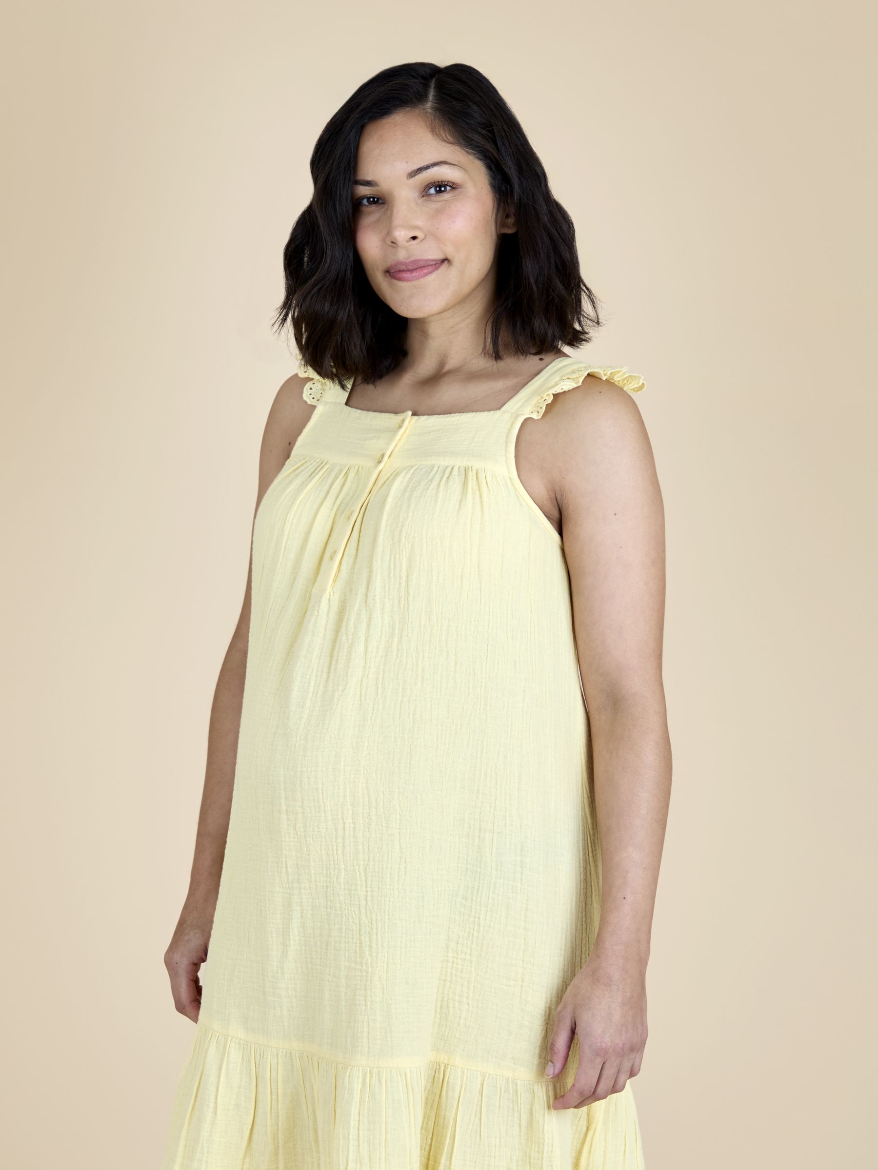Light Yellow Frill Sleeve Maternity Nightdress - Image 4 of 5