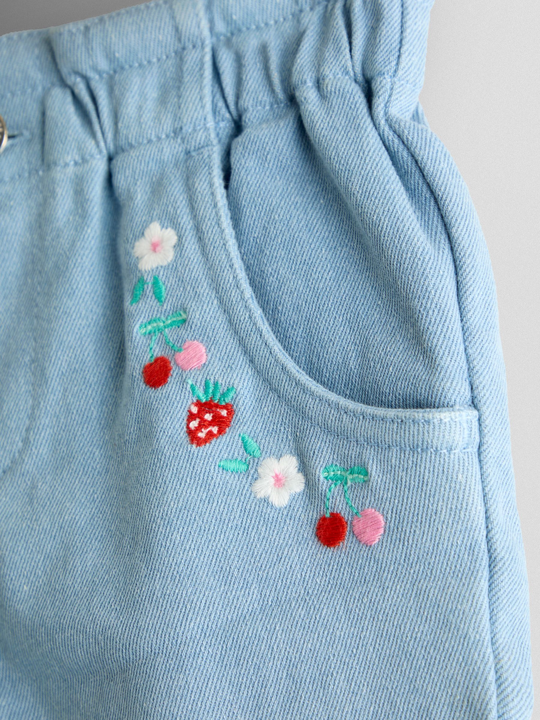 Blue Floral Embroidered Twill Shorts - Image 3 of 3
