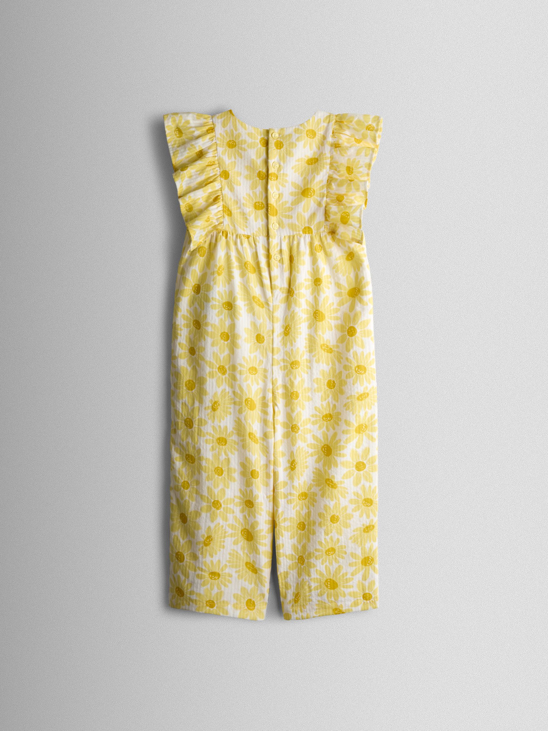 Yellow Daisy Seersucker Frill Sleeve Jumpsuit - Image 3 of 4