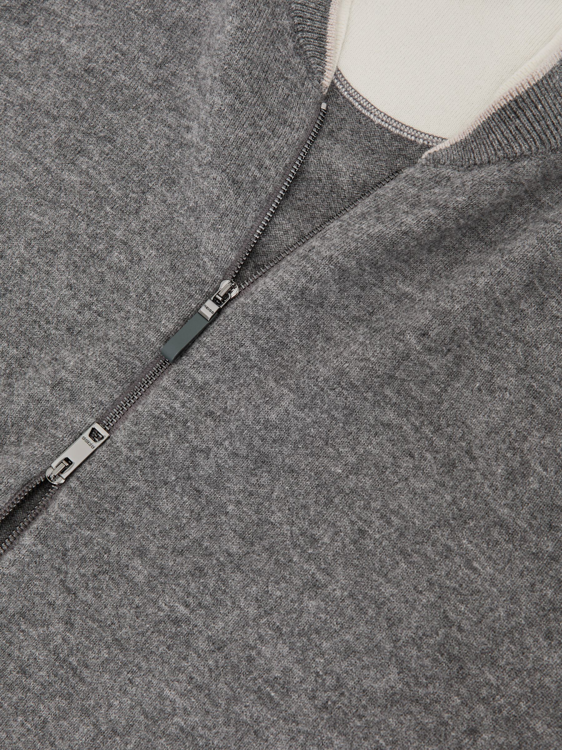 Merino-Wool Zipped Bomber Cardigan in Mid Grey - Image 6 of 6