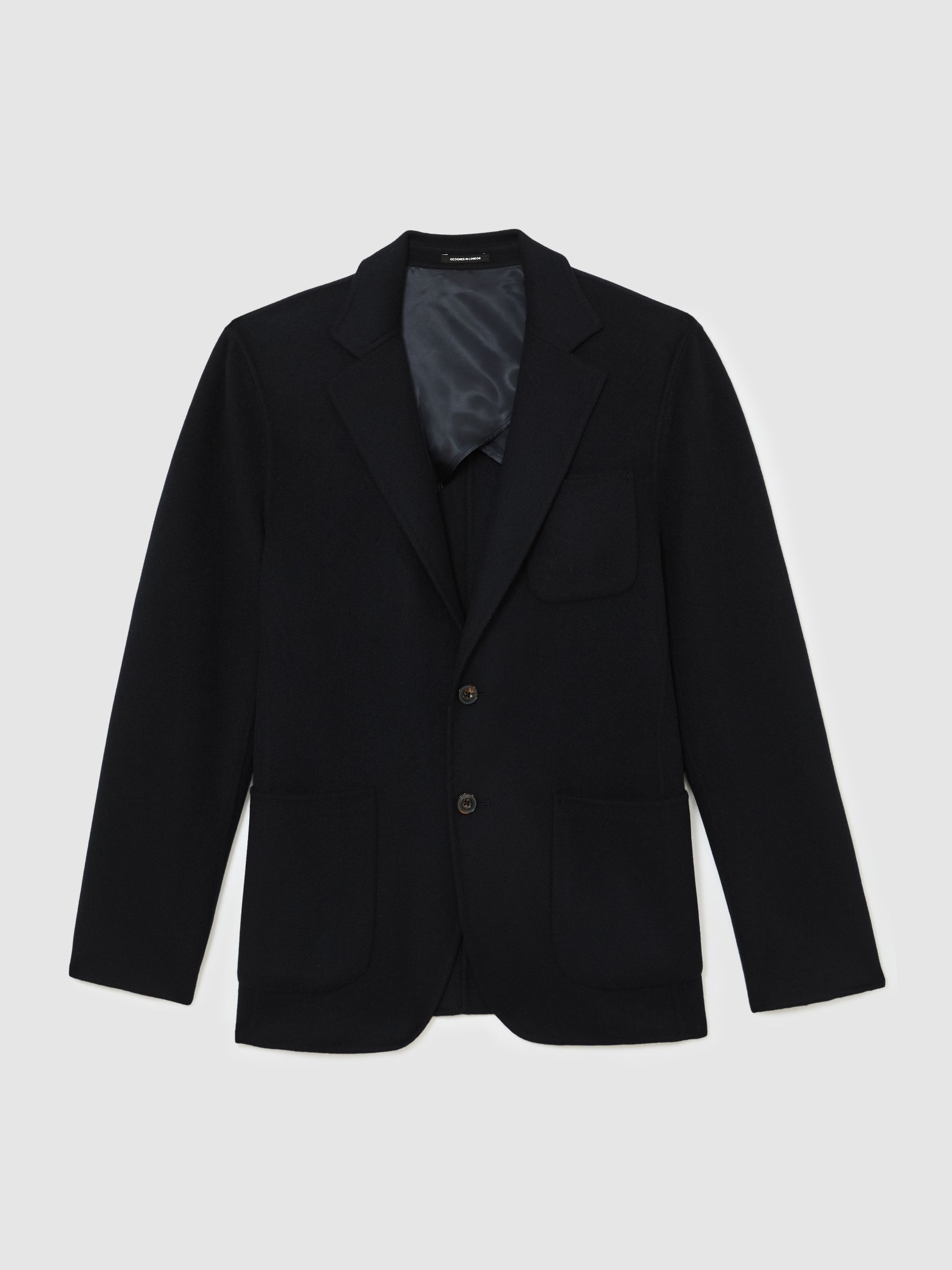 Wool-Blend Single-Breasted Blazer Tailored-Fit in Navy - Image 2 of 9