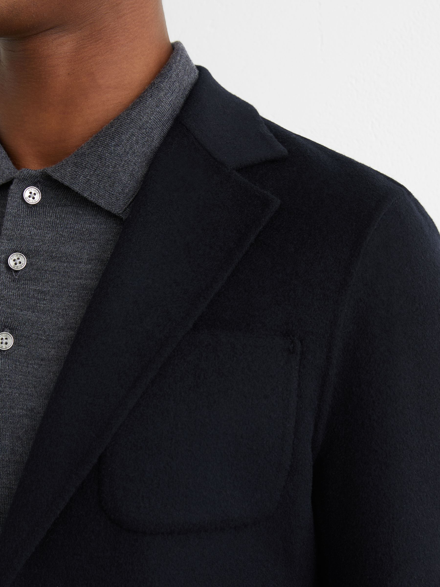 Wool-Blend Single-Breasted Blazer Tailored-Fit in Navy - Image 4 of 9