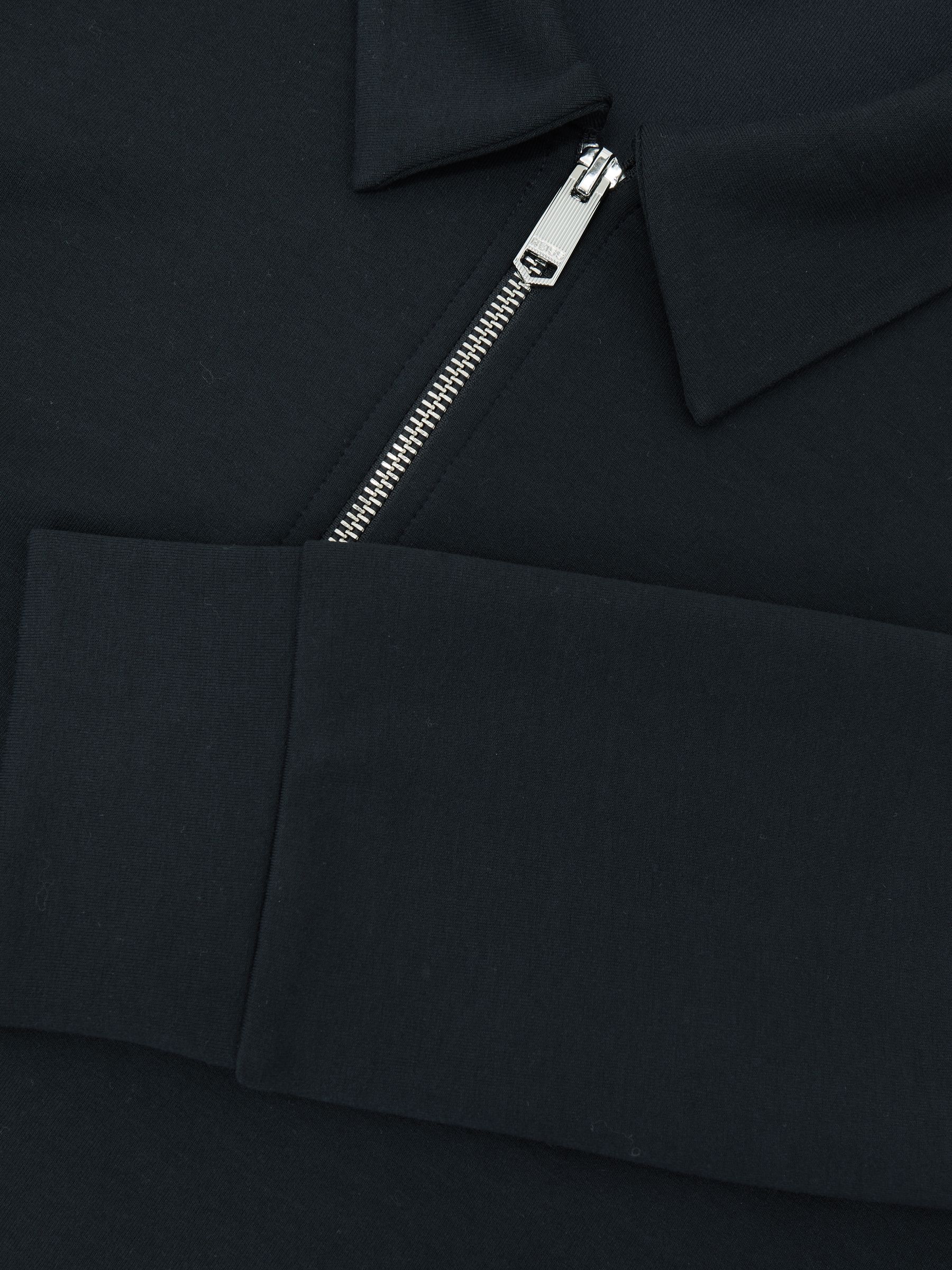 Premium Interlock Half-Zip Polo Sweatshirt in Navy Blue - image 3