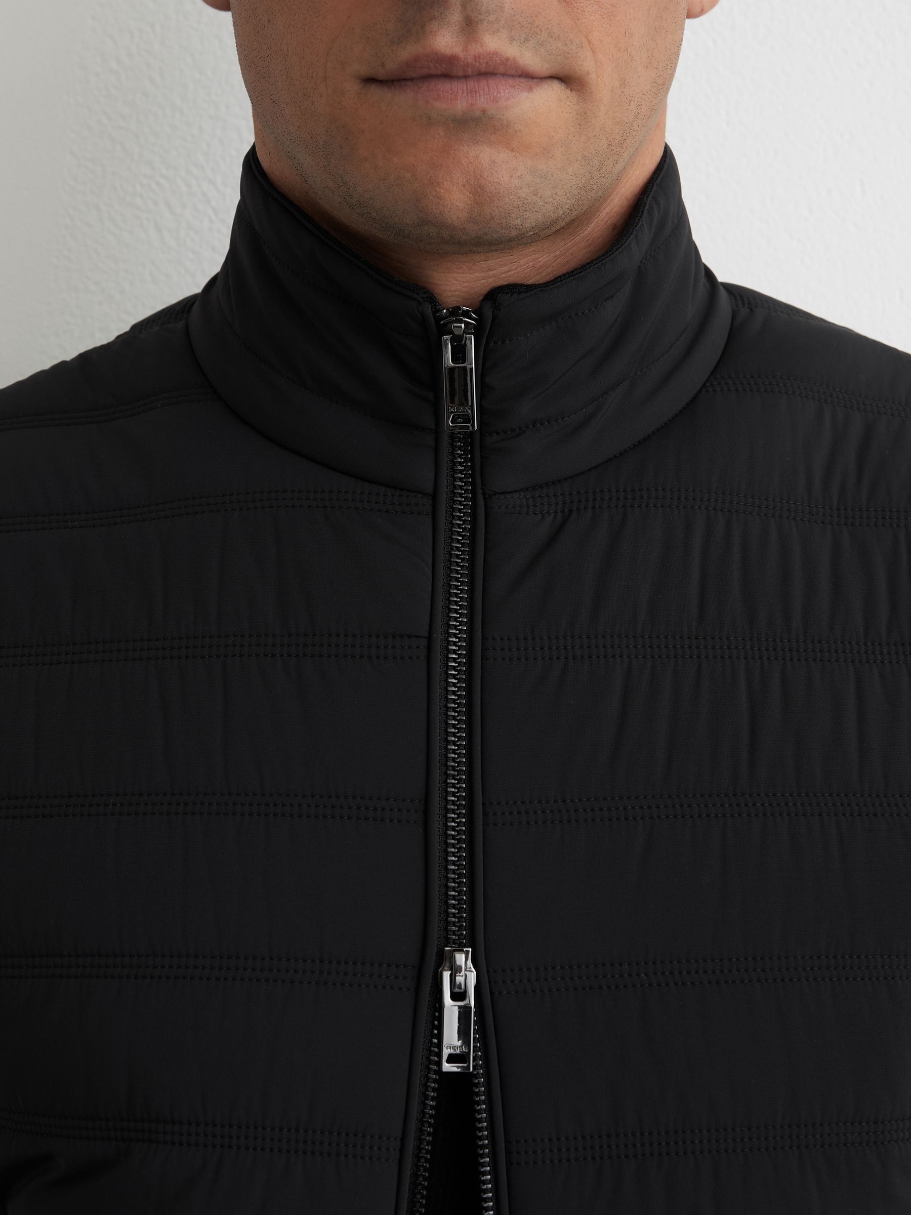 Funnel-Neck Quilted Knit Gilet in Black - image 5
