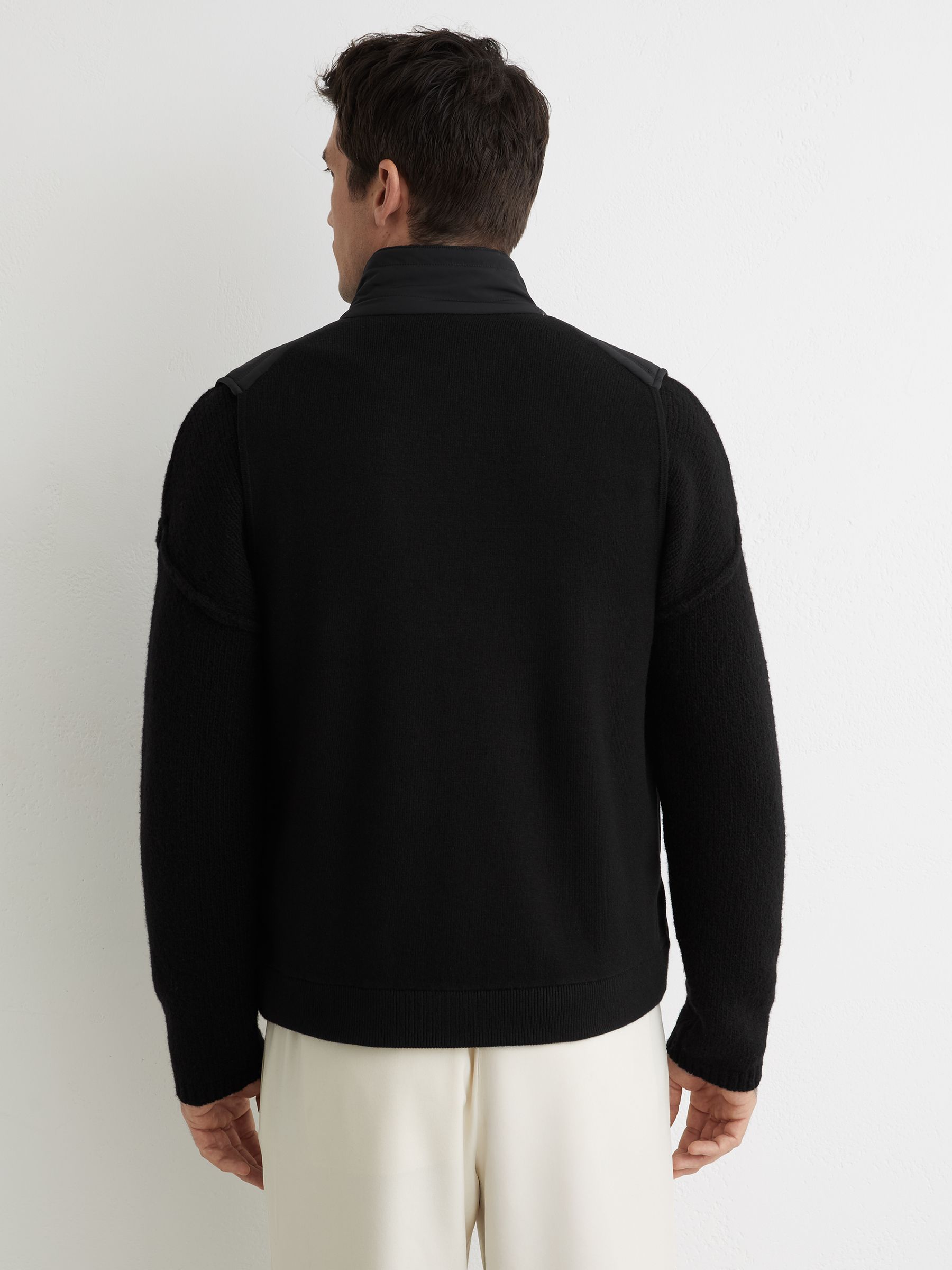 Funnel-Neck Quilted Knit Gilet in Black - image 4